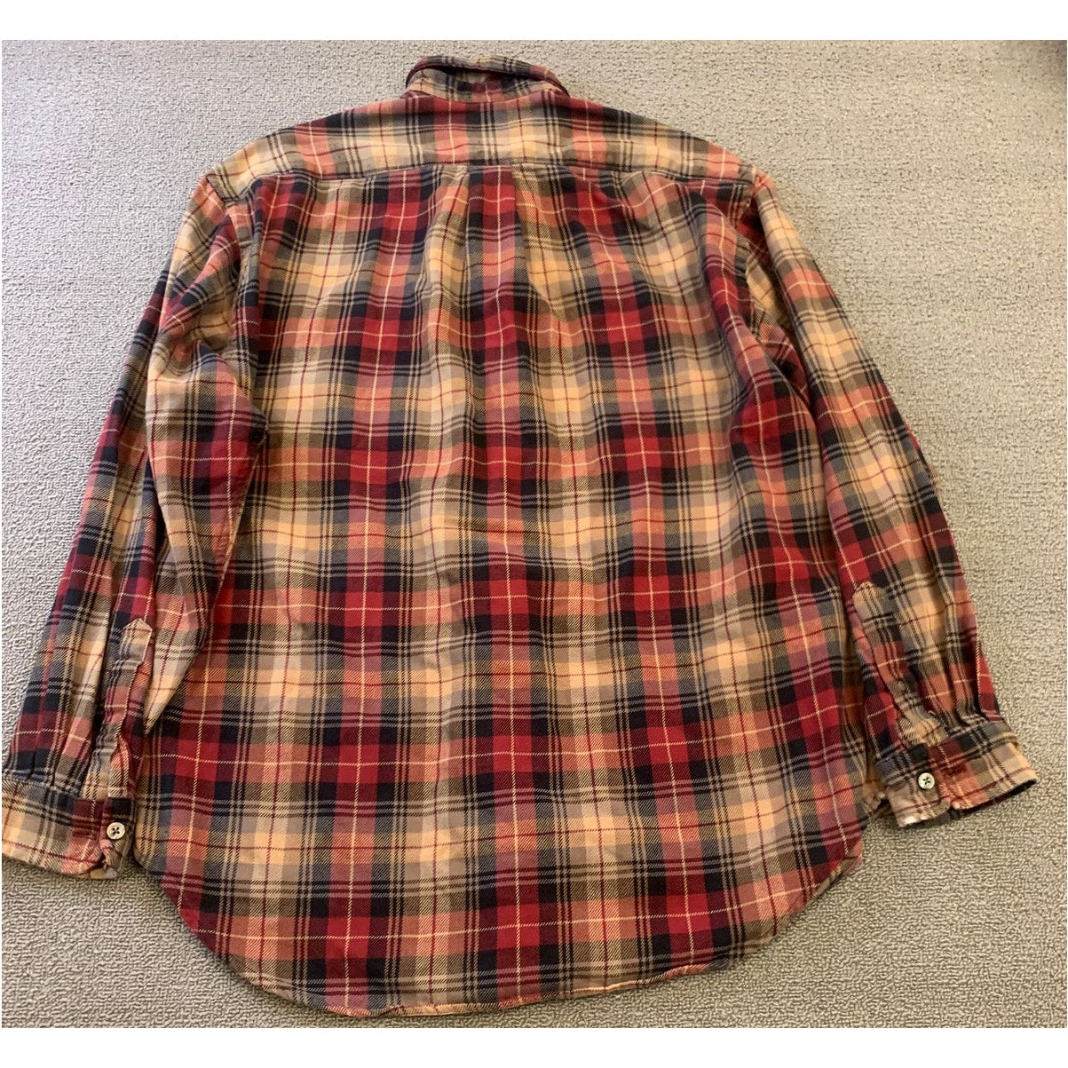 POLO JEANS CO. RALPH LAUREN Men's L Red Plaid Wool Blend Button Down Shirt
