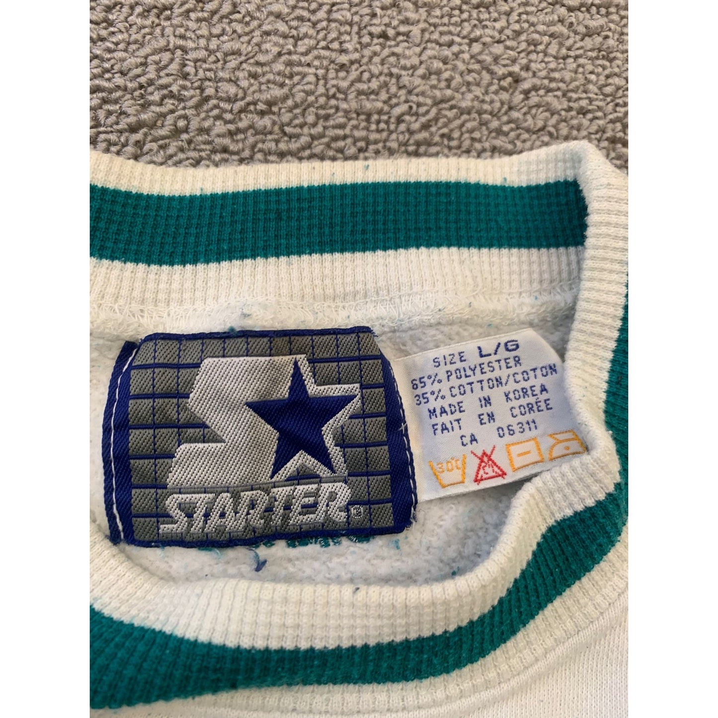 Vintage Charlotte Hornets NBA x STARTER Men Large Teal White Purple Sweatshirt