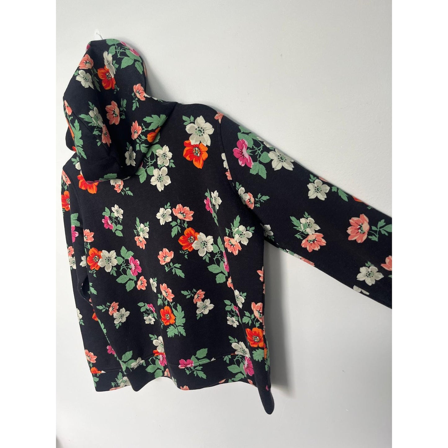 Maje Floral Hoodie Women 1 Black Pink Green Pullover Sweatshirt