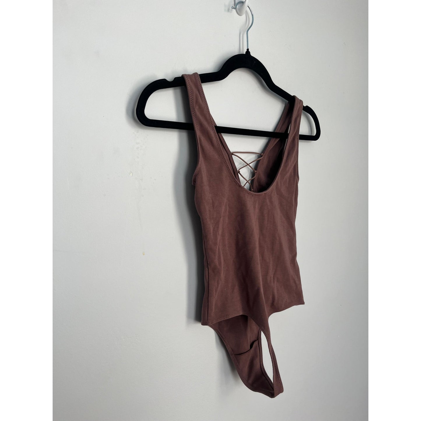 Wilfred Free Bodysuit Women XS Mauve Stretch Ribbed Open Back