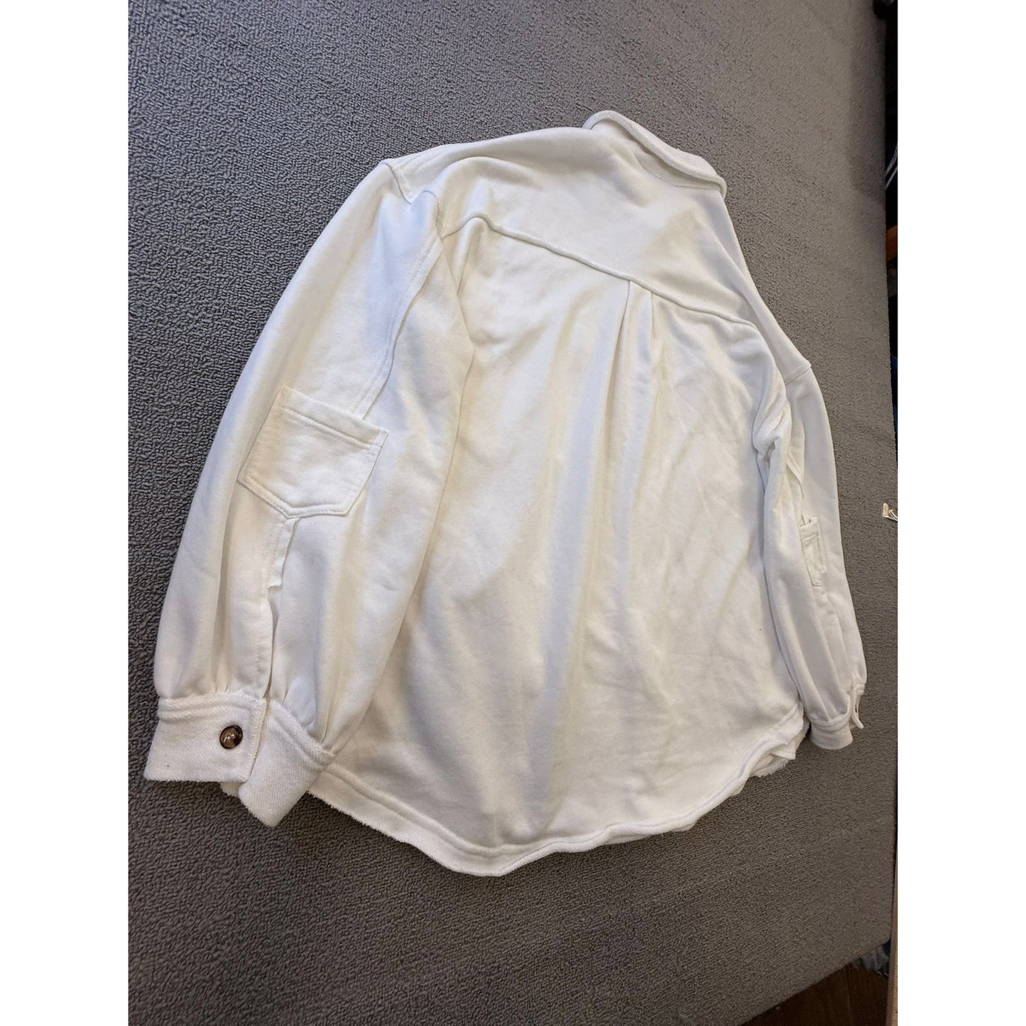 POL Women's Size Medium White Button-Up Shacket Jacket