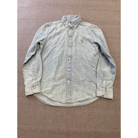 Ralph Lauren Men's 16 Blue Button-Down Chambray Shirt