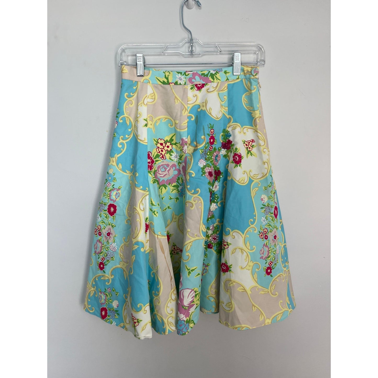 Blumarine Silk Floral Skirt Women IT40 D34 US4 Multicolor Midi Italy Made