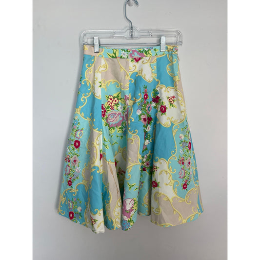 Blumarine Silk Floral Skirt Women IT40 D34 US4 Multicolor Midi Italy Made