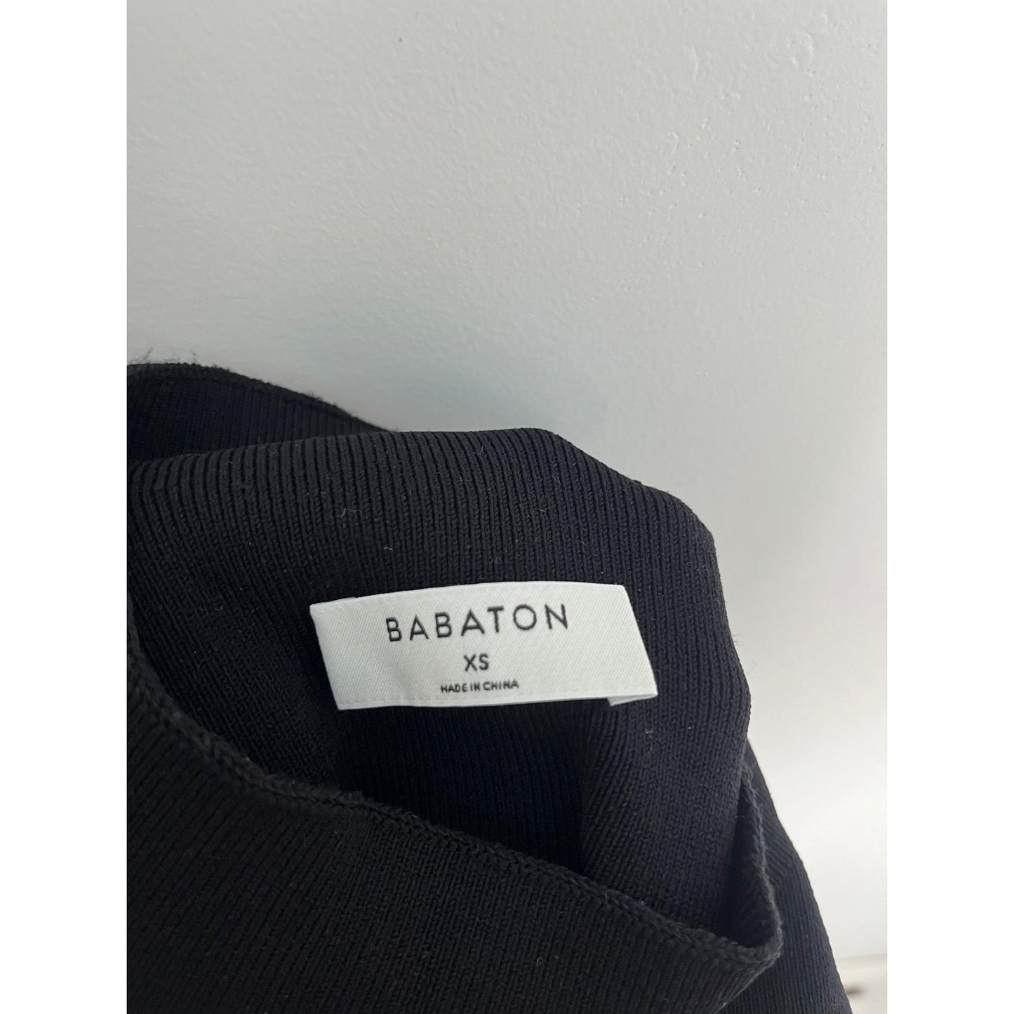 Babaton Knit Midi Dress Women XS Black Short Sleeve Ribbed Bodycon