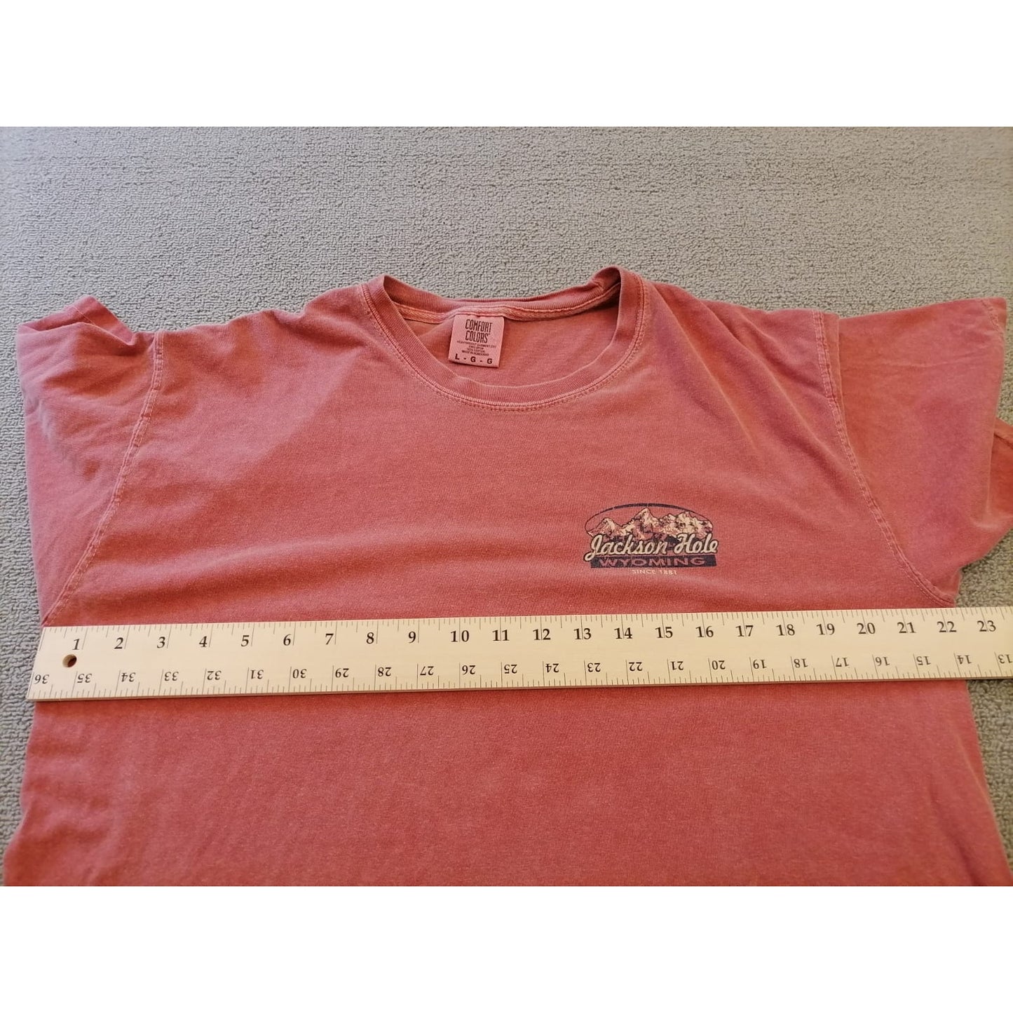 Comfort Colors Male Large Salmon Tee Jackson Hole Wyoming Graphic Casual Cotton