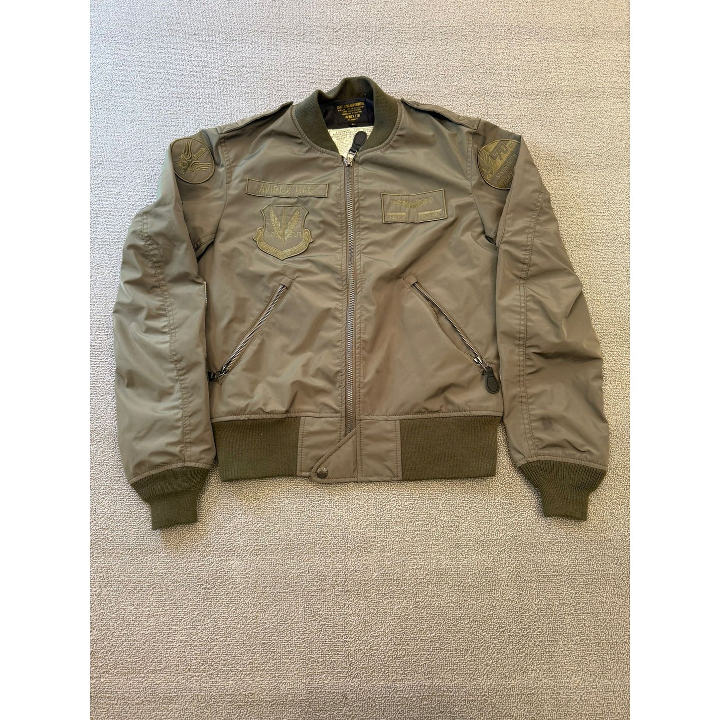Avirex Men's M Flight Jacket Bomber Military Green Pilot Coat Authentic