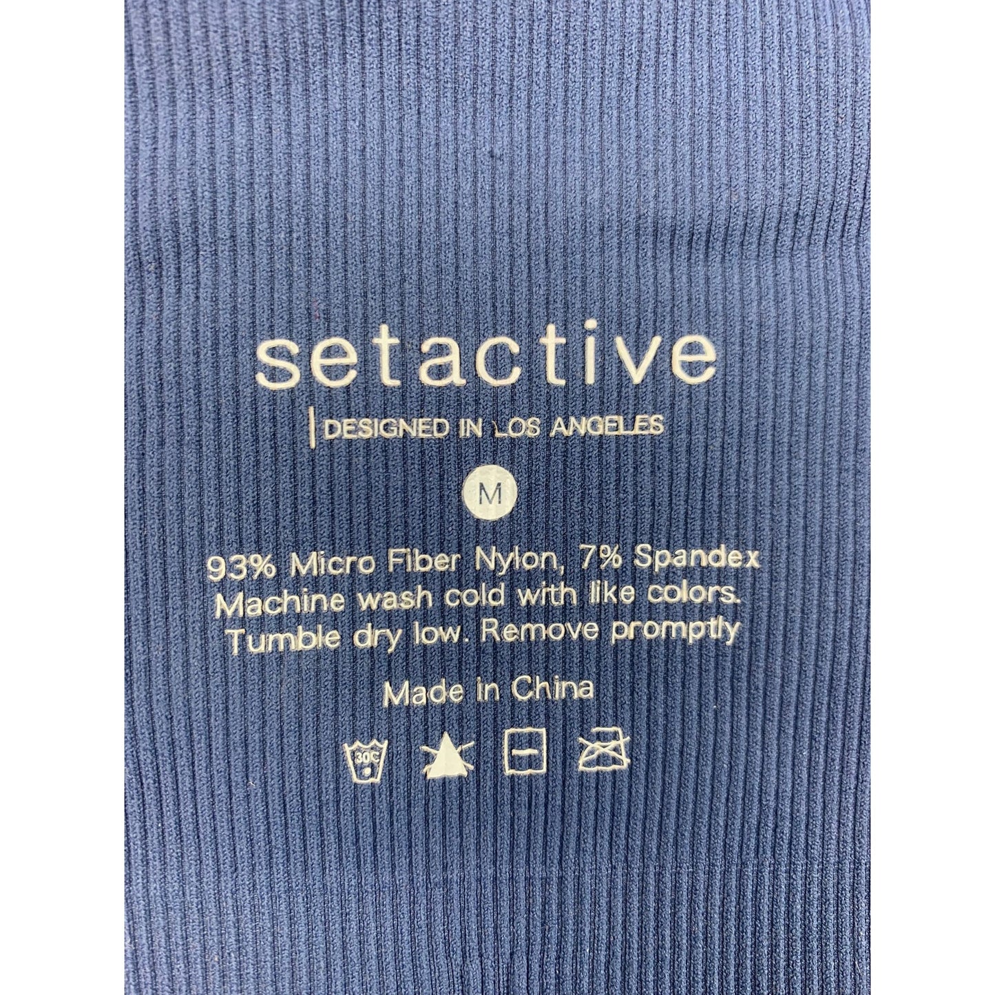 Set Active Women's Medium Blue Ribbed Activewear Sports Bra Leggings Set