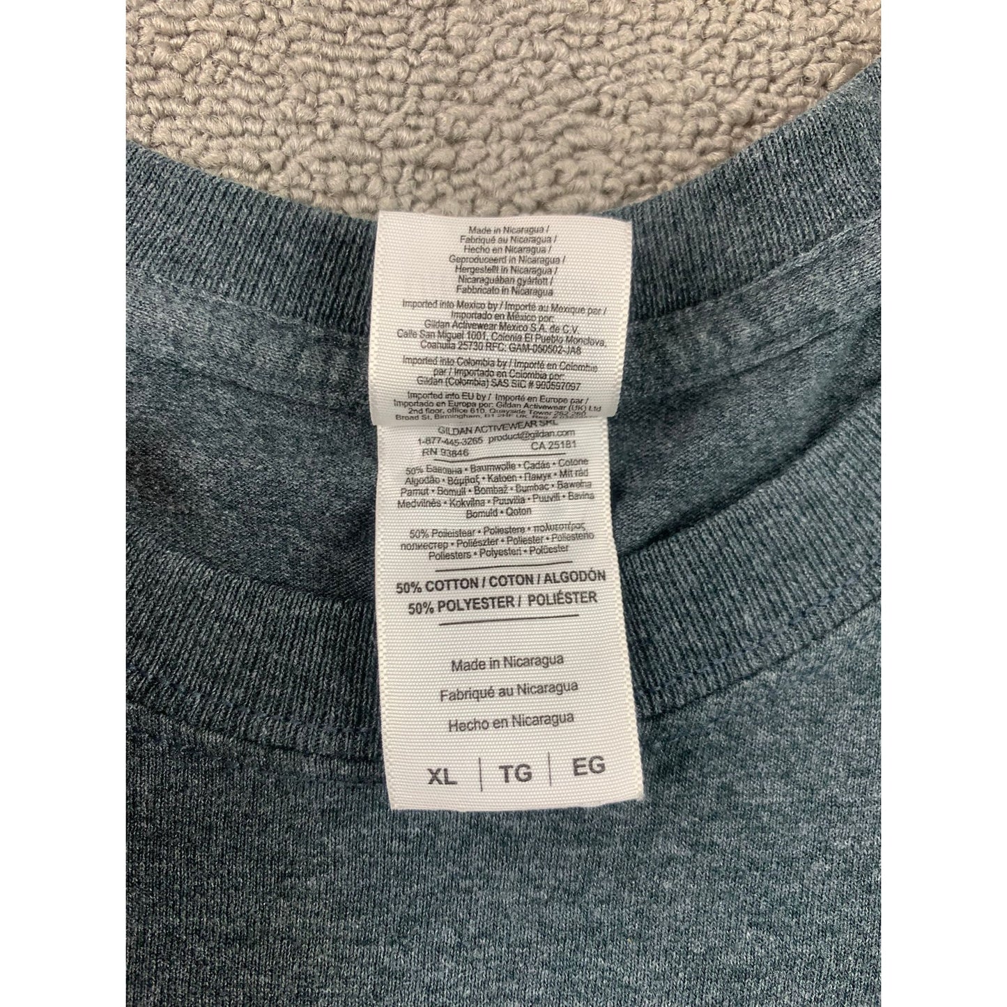 Gildan Men XL Blue Gray Heather Long-Sleeve Crewneck Shirt Duke Blue Devils NCAA