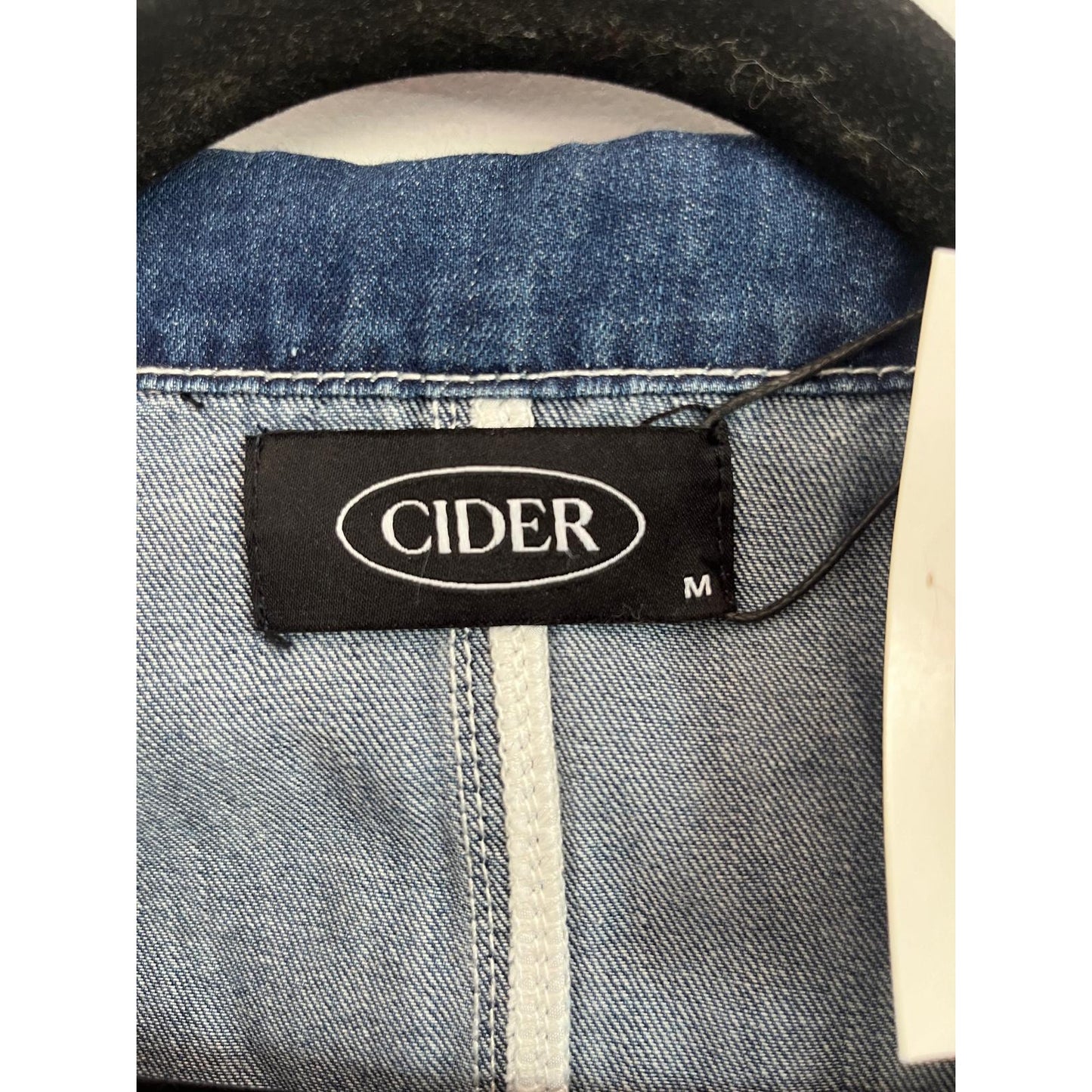 Cider Denim Crop Top Women M Blue Short Sleeve Zip Front Belted Jacket NWT