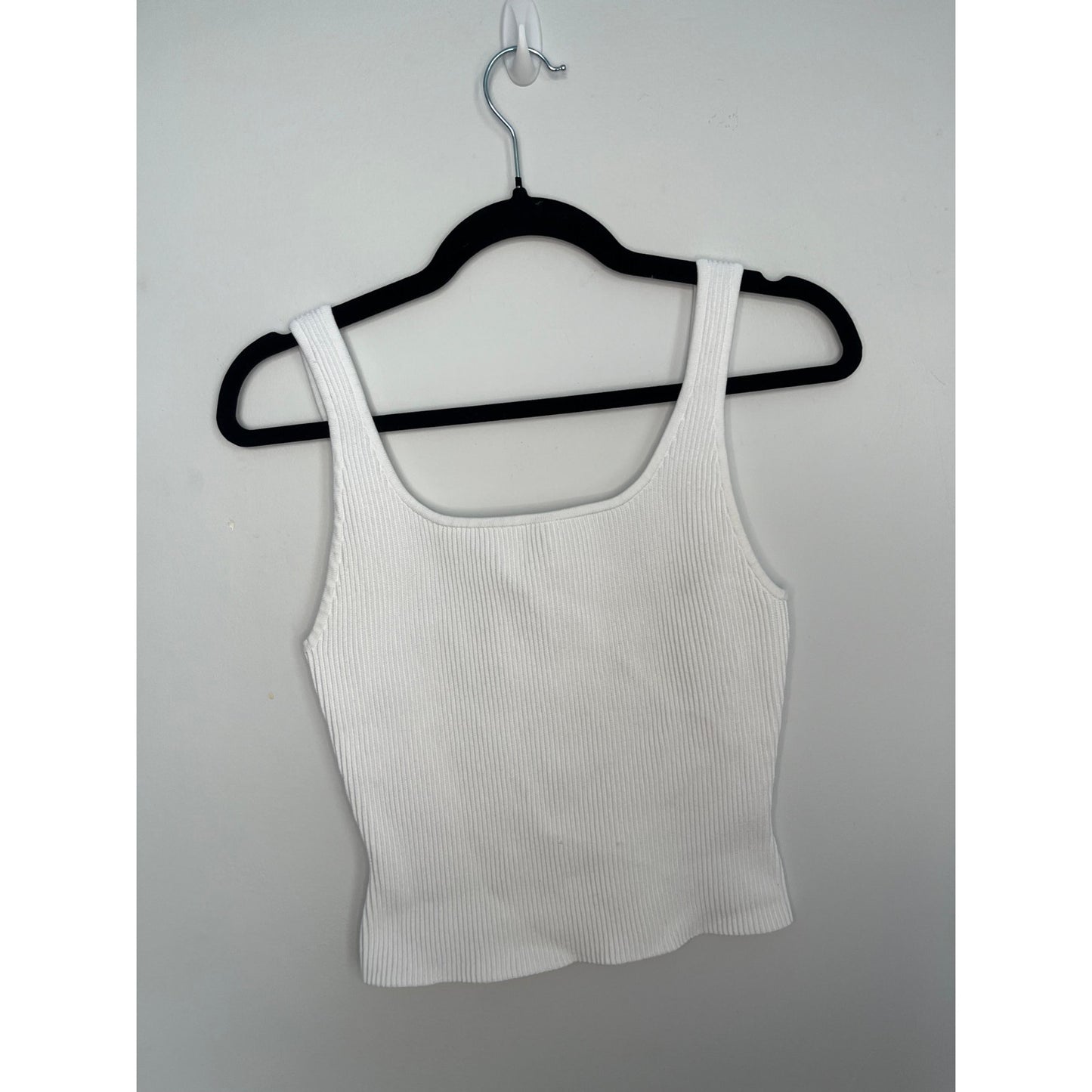 Babaton Ribbed Tank Top Women M White Square Neck Minimalist Stretch