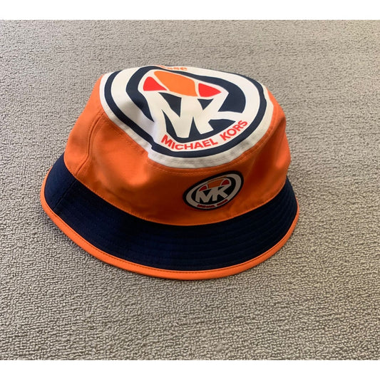 MICHAEL KORS Women One Size Orange Navy Logo Bucket Hat