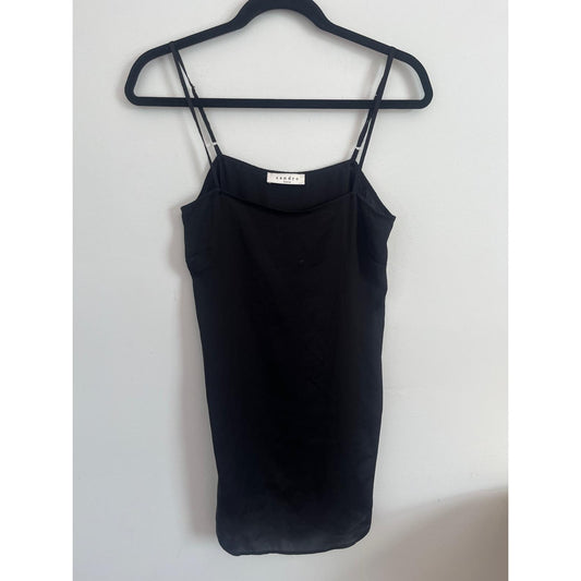 Sandro Paris Slip Dress Women 1 Black Silk Blend Mini Spaghetti Strap