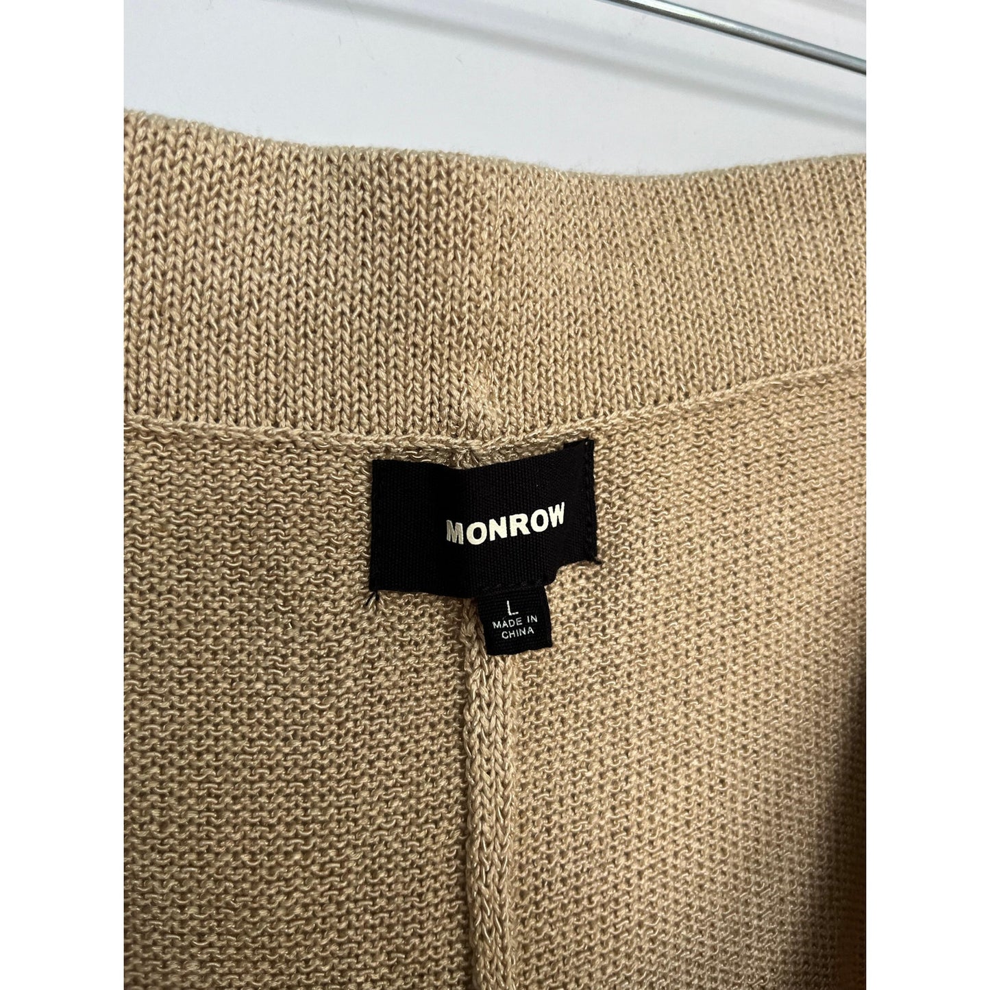 Monrow Knit Lounge Shorts Women L Tan Drawstring Waist Casual Comfy
