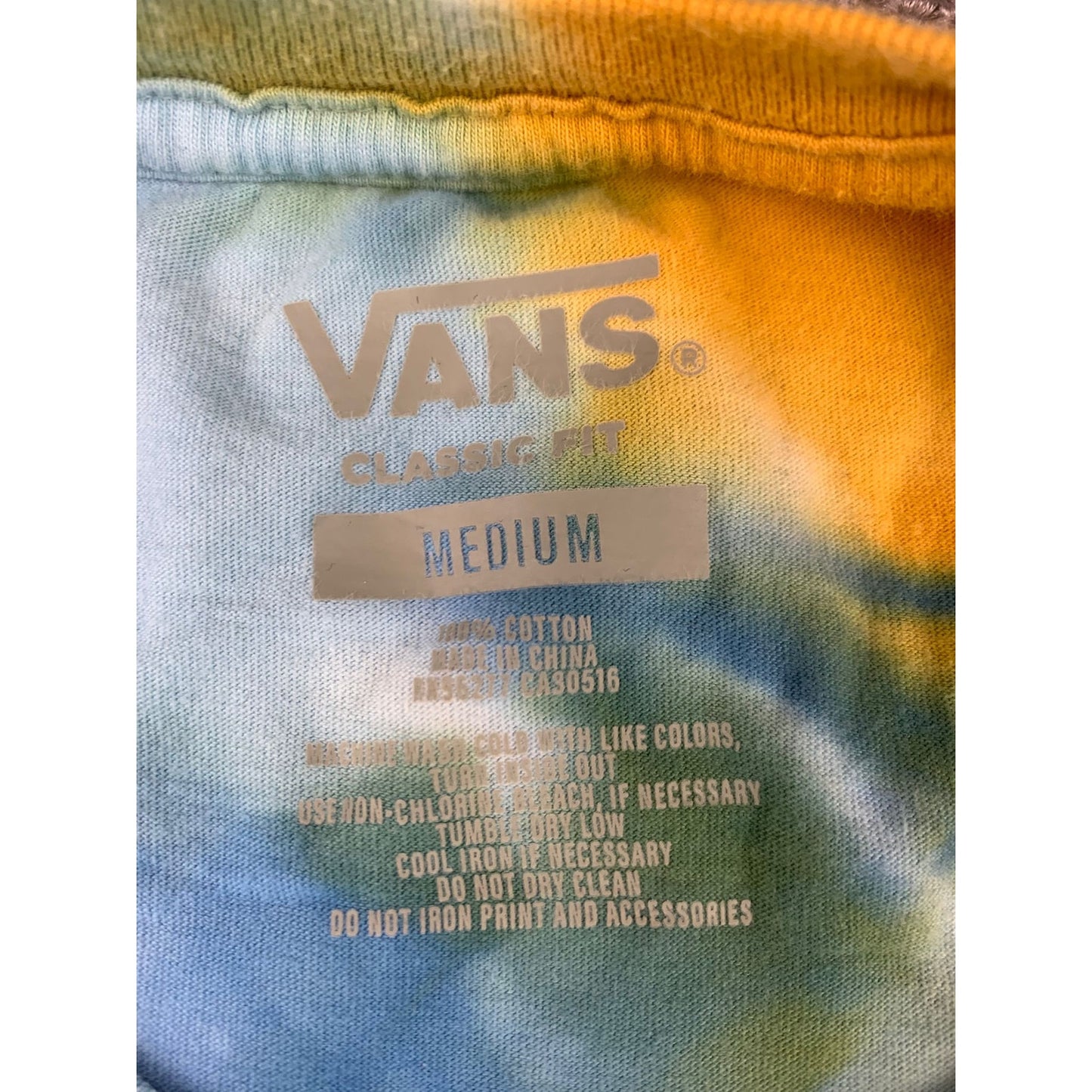 Vans Men's Medium Tie-Dye Blue Yellow Pink Graphic T-Shirt Classic Fit
