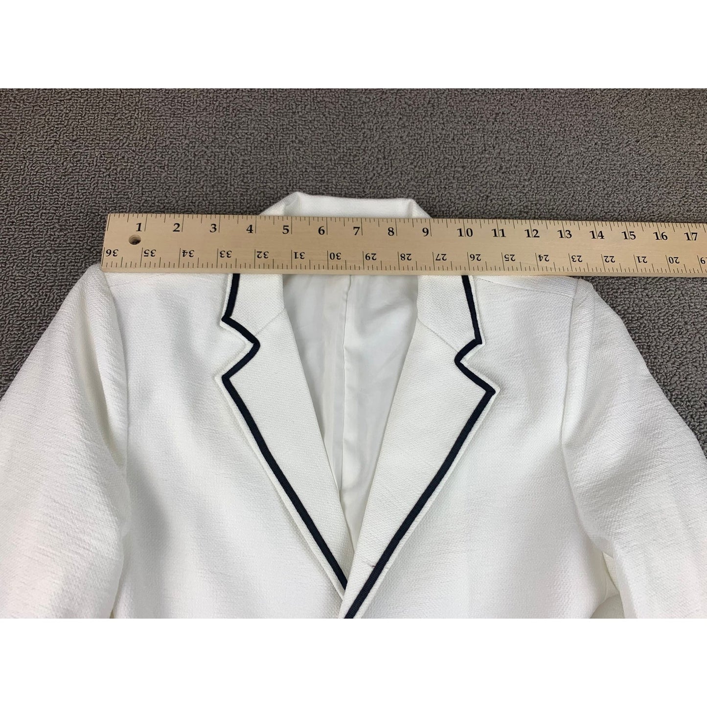 Pompomme Girls 14Y White Black Trim Single Button Blazer