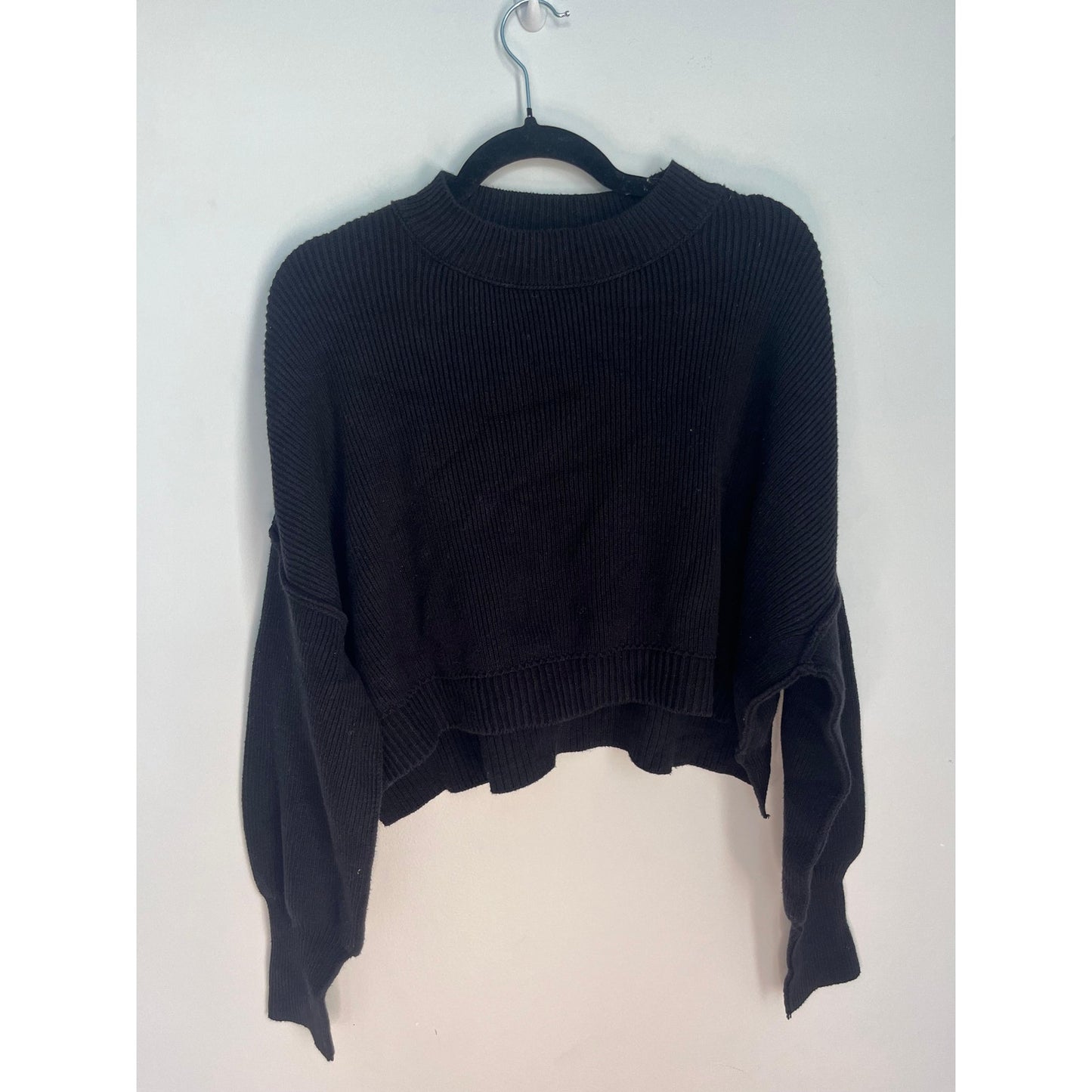 Free People Black Knit Sweater Women S Cropped Drop Shoulder Pullover