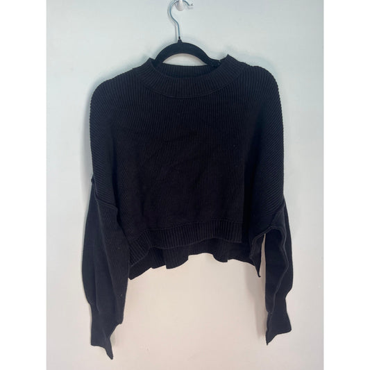 Free People Black Knit Sweater Women S Cropped Drop Shoulder Pullover