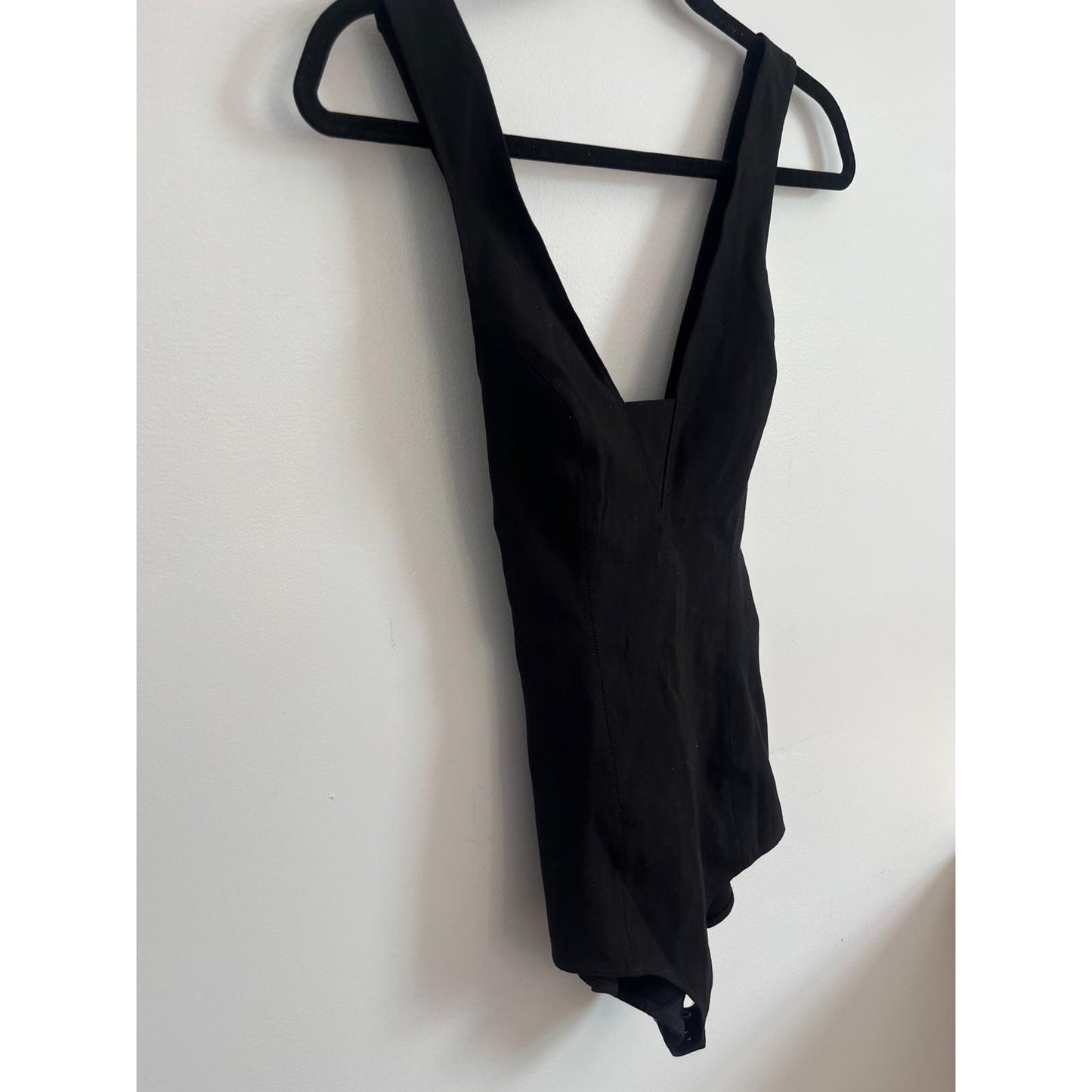 Rag & Bone Bodysuit Women S Black Sleeveless V Neck Stretch One Piece