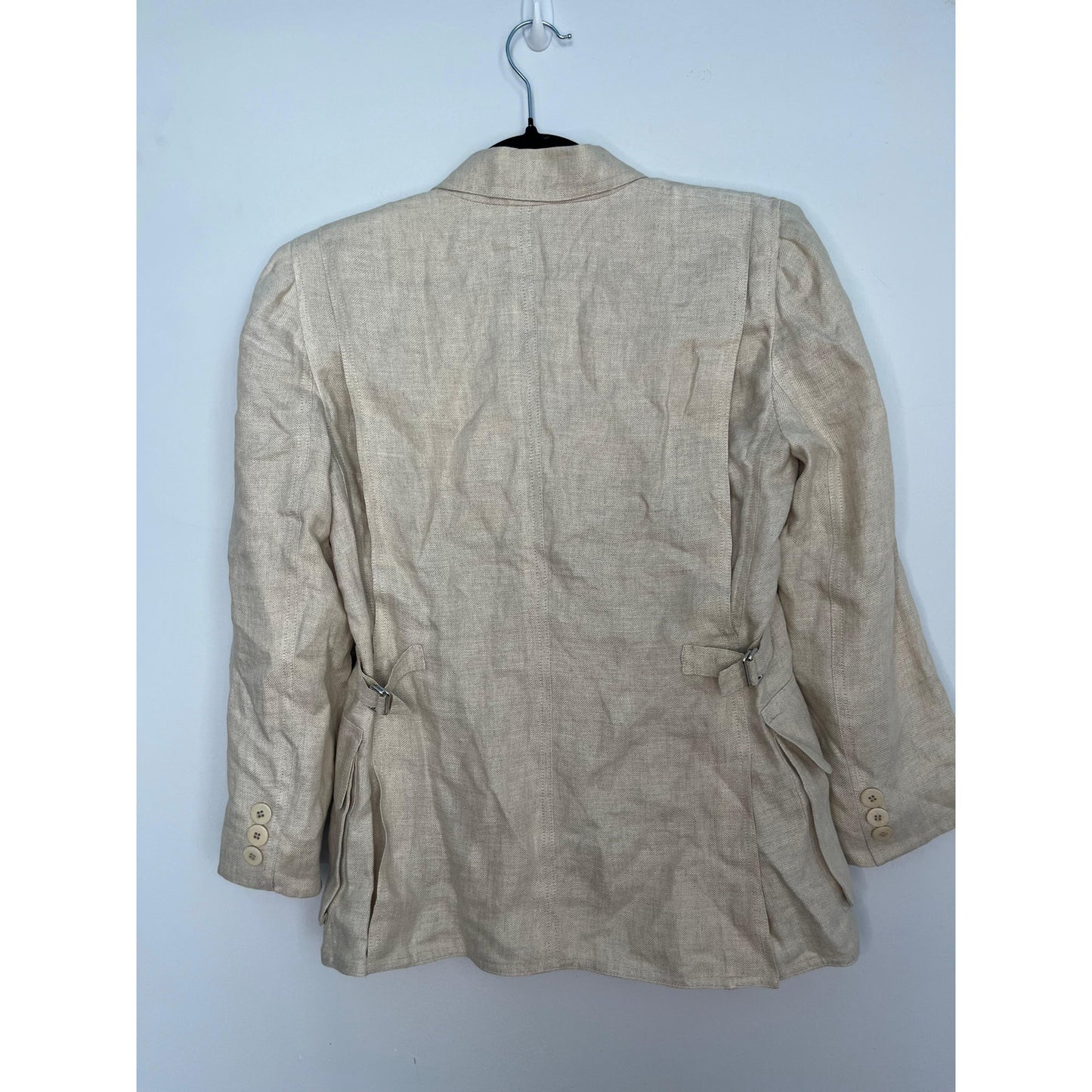 Armani Collezioni Blazer Women 6 Beige Linen Button Front Italy