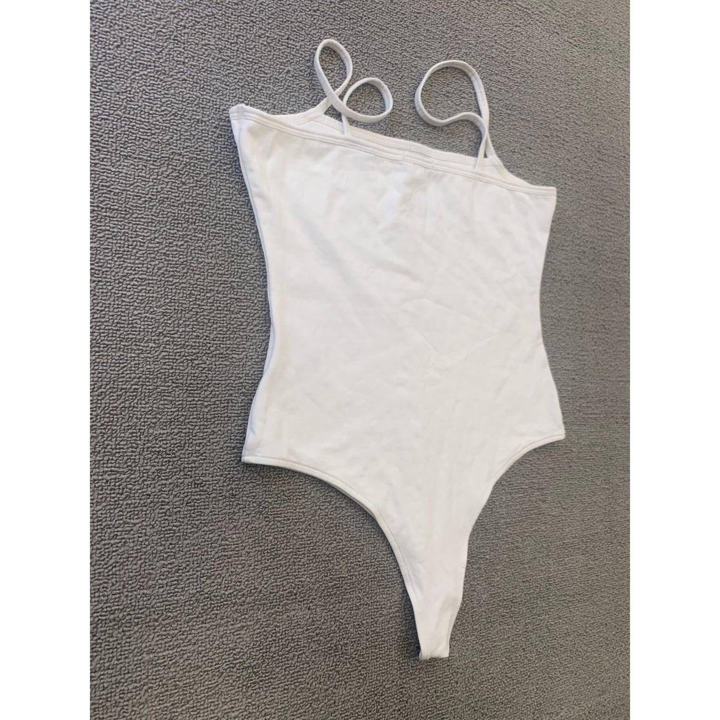 ATM Women Small Petite White Spaghetti Strap Bodysuit