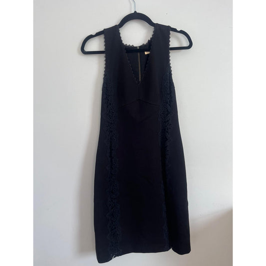 Rebecca Taylor Mini Dress Women 6 Black Lace Trim Sleeveless Cocktail