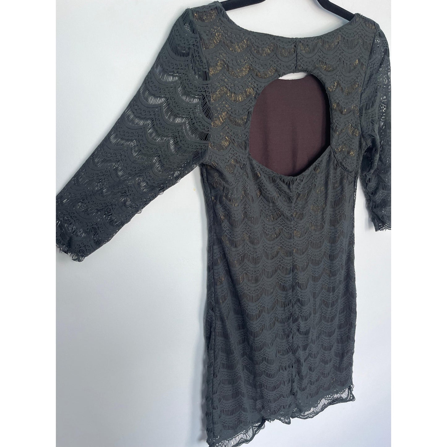 Free People Lace Overlay Dress Women Medium Black Bodycon Gothic
