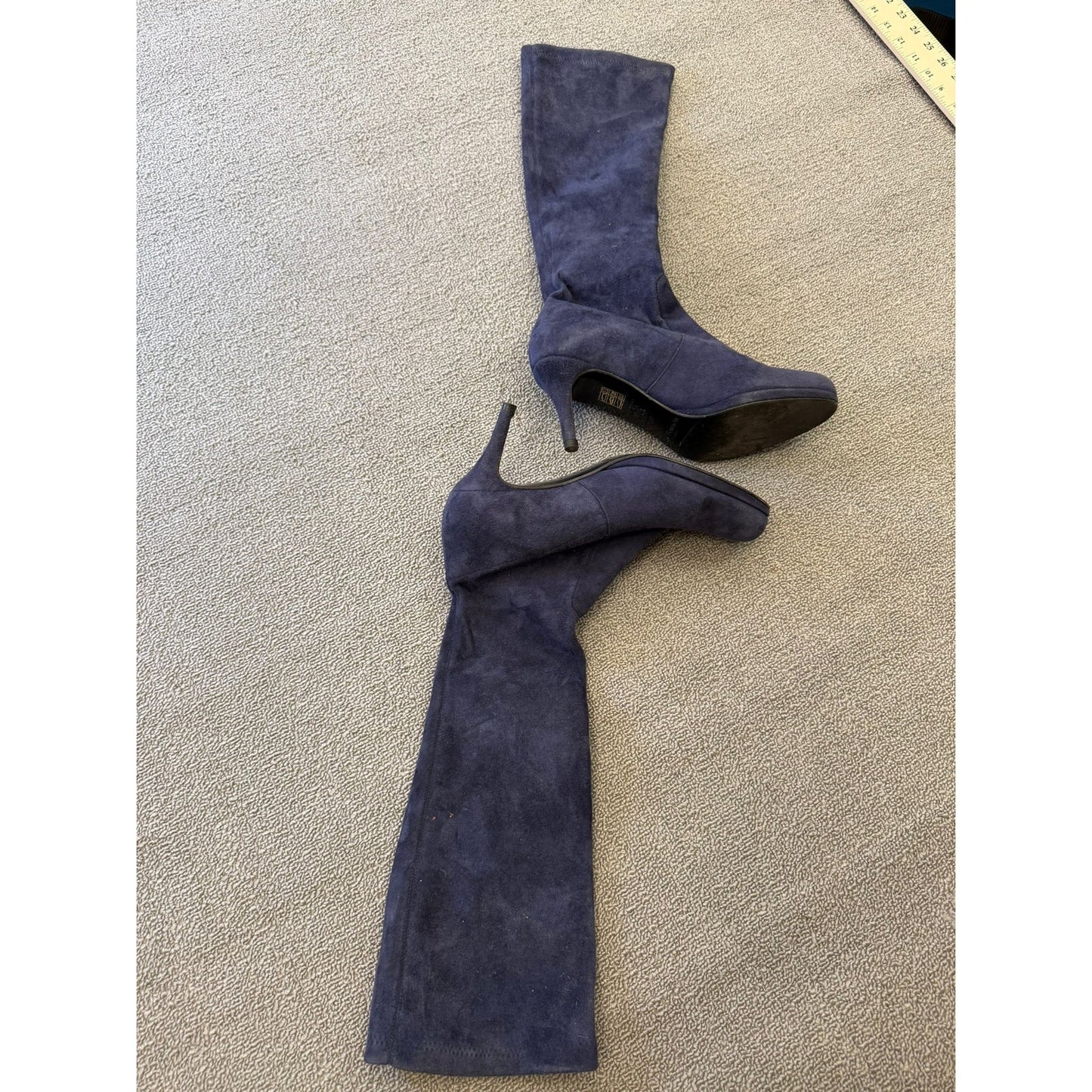 L.K. Bennett London Women's Size 39 Blue Suede Leather Boots Stiletto Heels