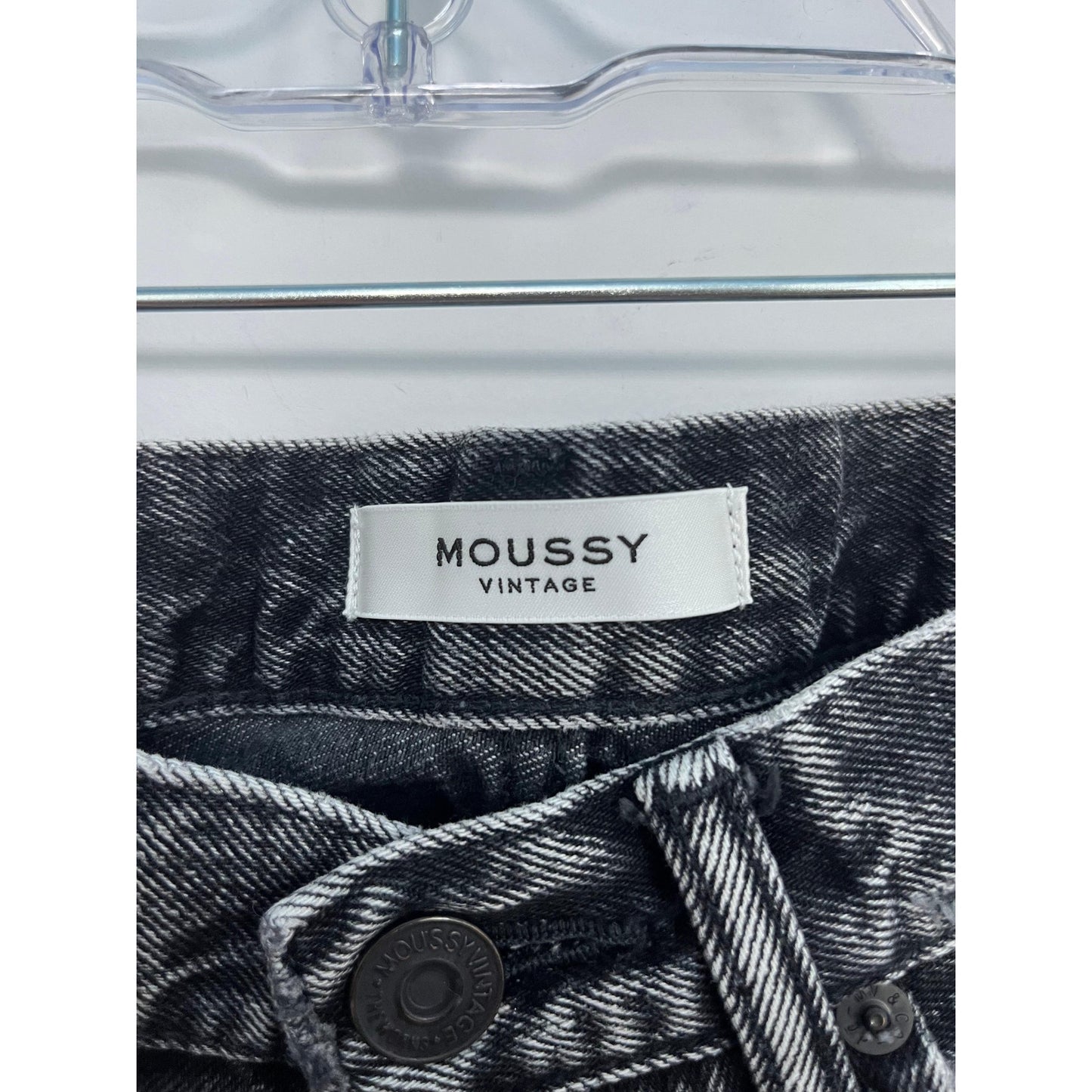 MOUSSY Vintage Denim Shorts Women 25 Black Distressed Raw Hem High Rise