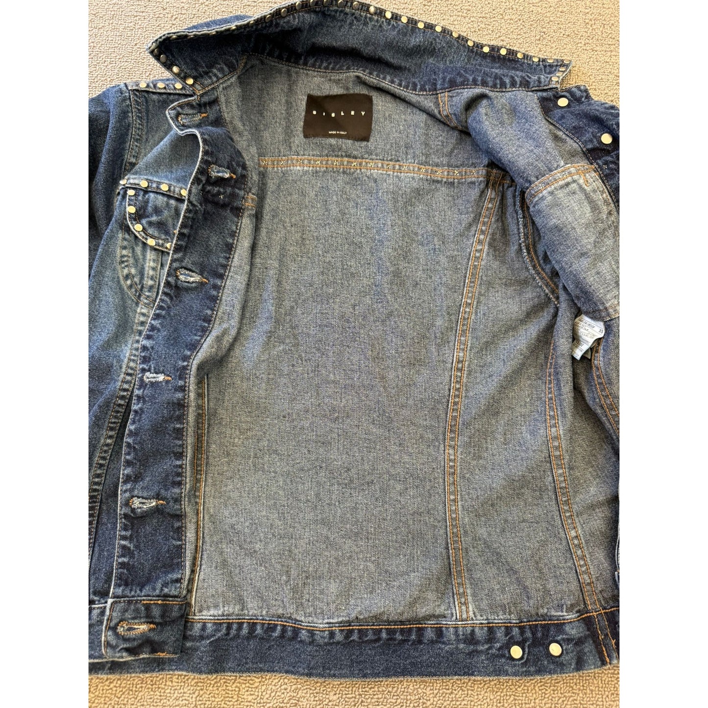 Sisley Blue Studded Denim Jean Jacket Women XS