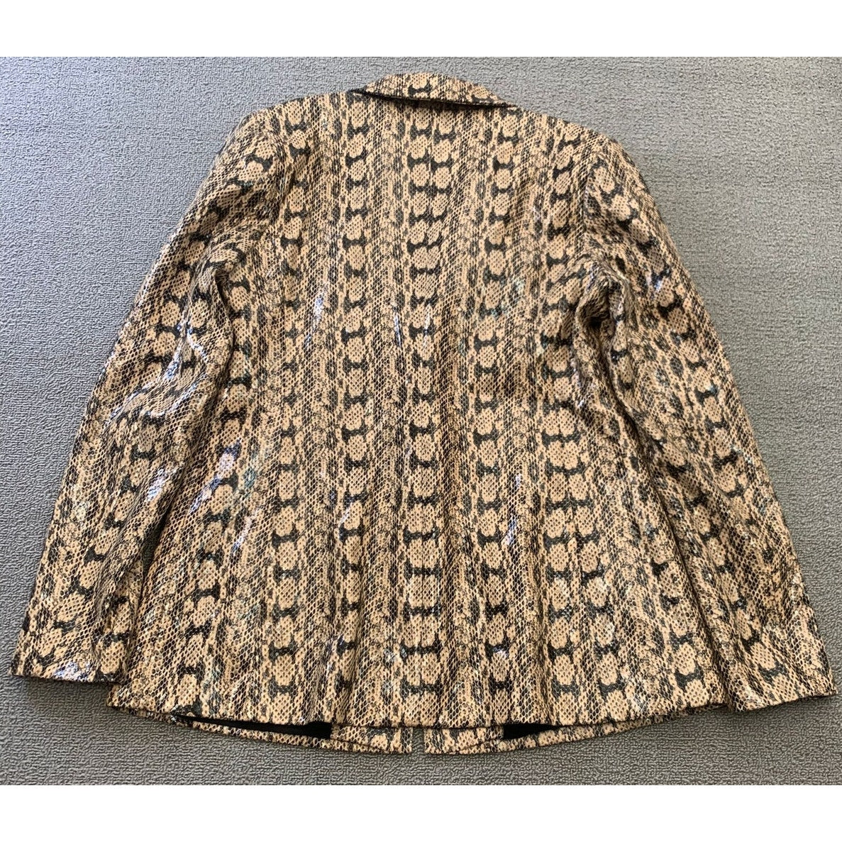 Danielle Bernstein Women's M Snake Print Tan Brown Black Blazer Faux Snake Skin