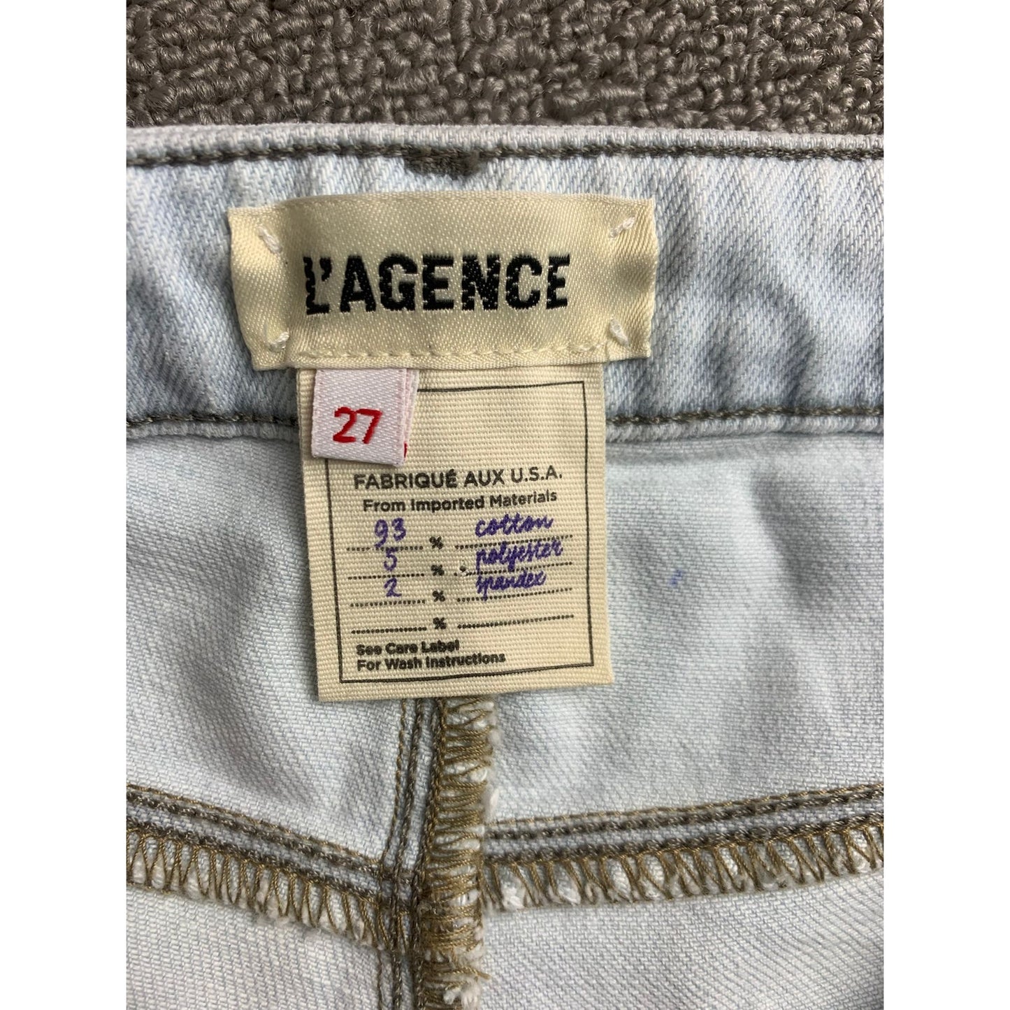 L‘Agence Women’s Sz 27 White Distressed Fringe High Rise High Line Skinny Jeans