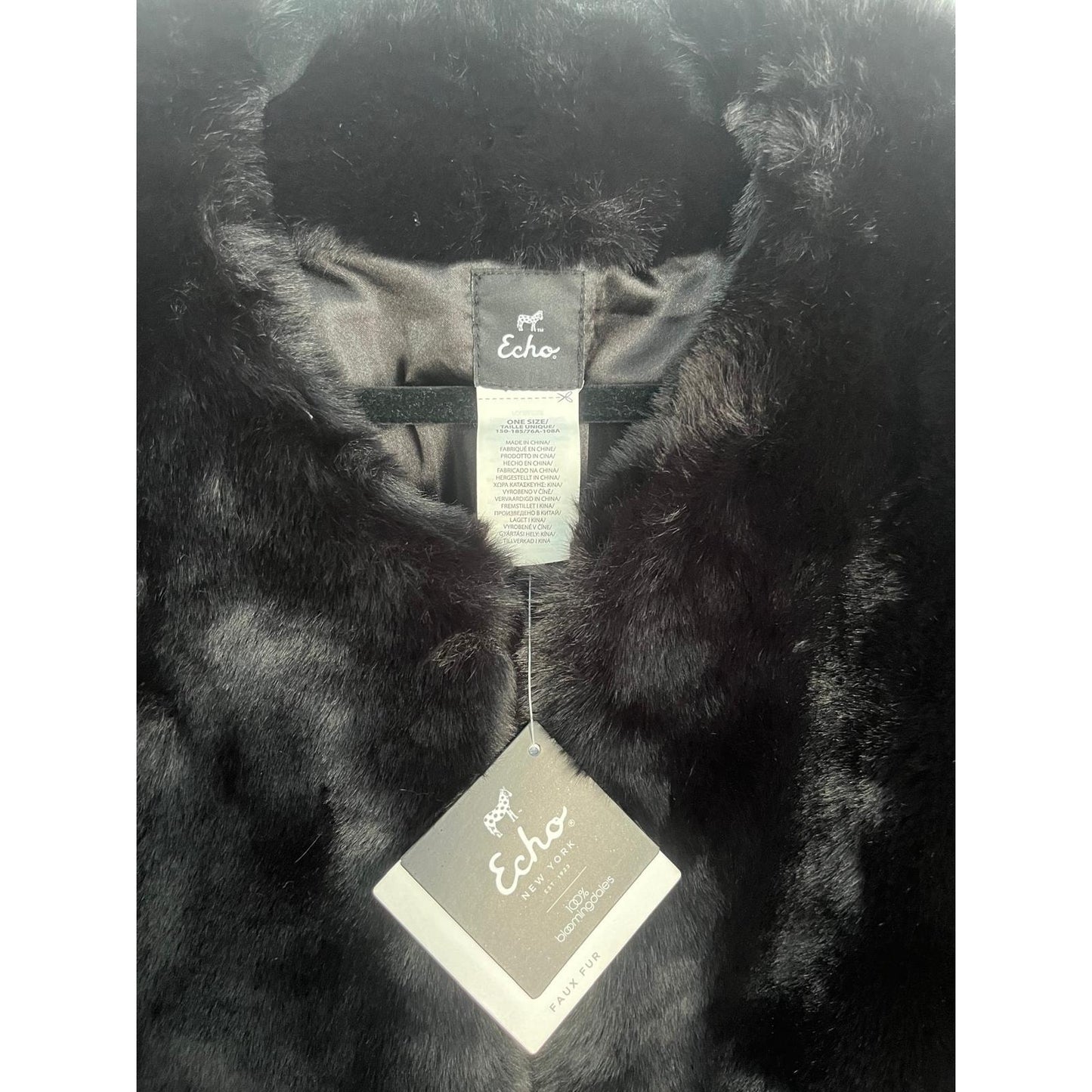 Echo Faux Fur Jacket Women One Size Black Short Bell Sleeve NWT Soft Cozy