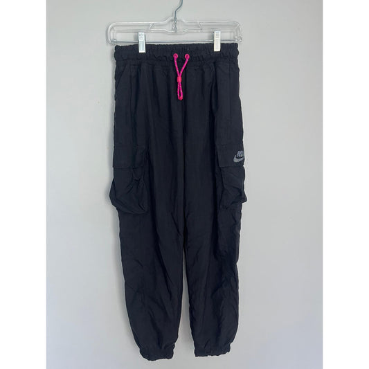 Nike Cargo Pants Women XS Black Nylon Elastic Waist Pockets Jogger Style