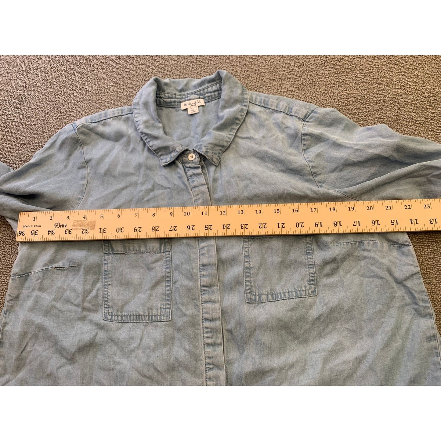 SPLENDID Women Large Blue Denim Button Up Shirt