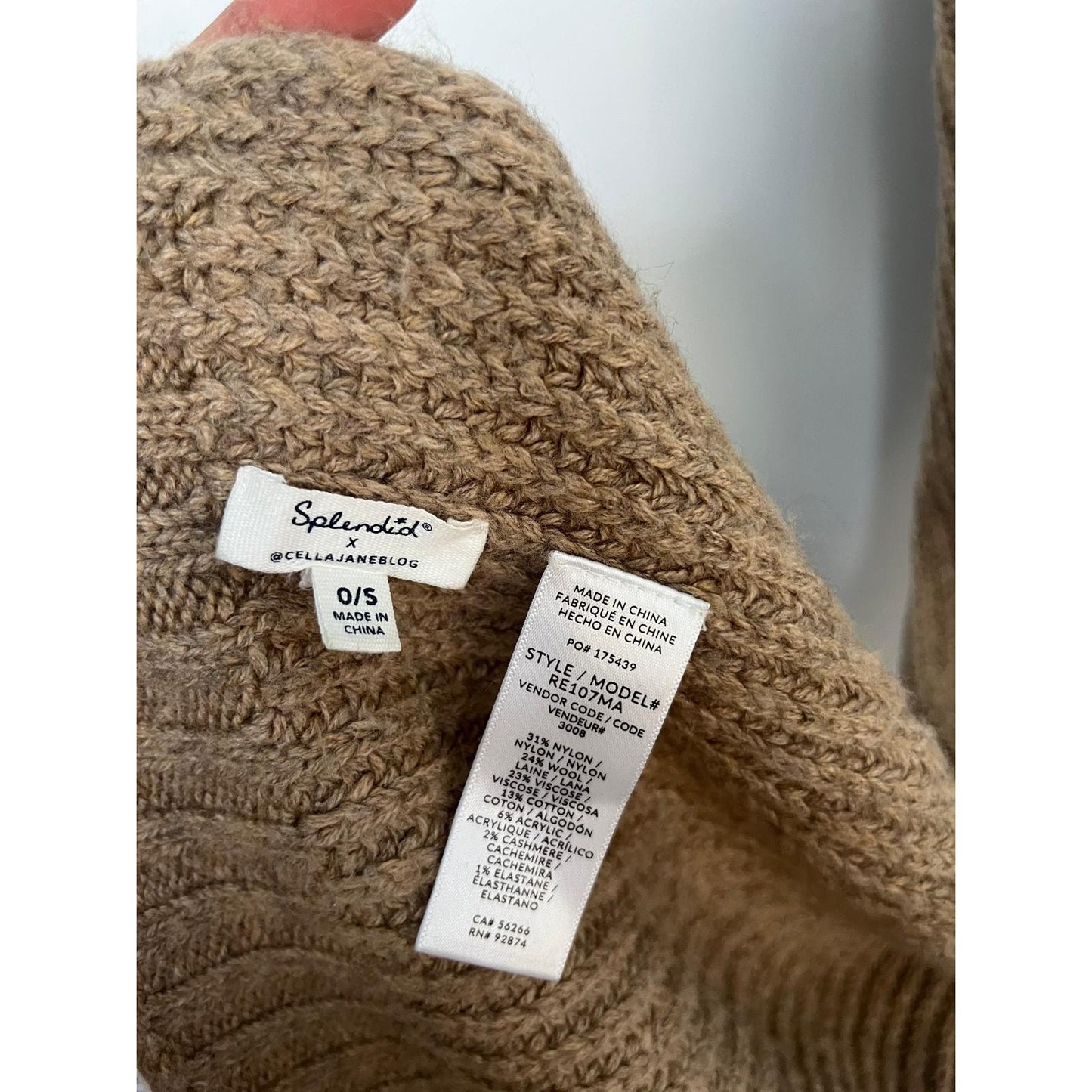 Splendid Cella Jane Ribbed Knit Scarf Women OS Taupe Cashmere Blend Cozy