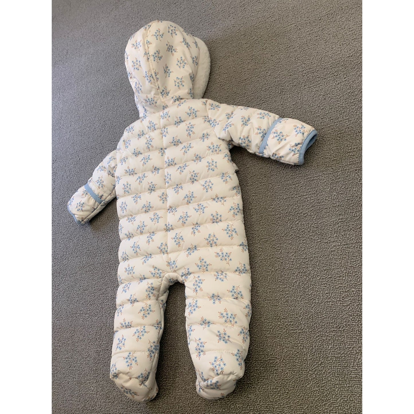 Nicole Miller Baby 3/6M White Floral Ruffle Baby Snowsuit Bunting
