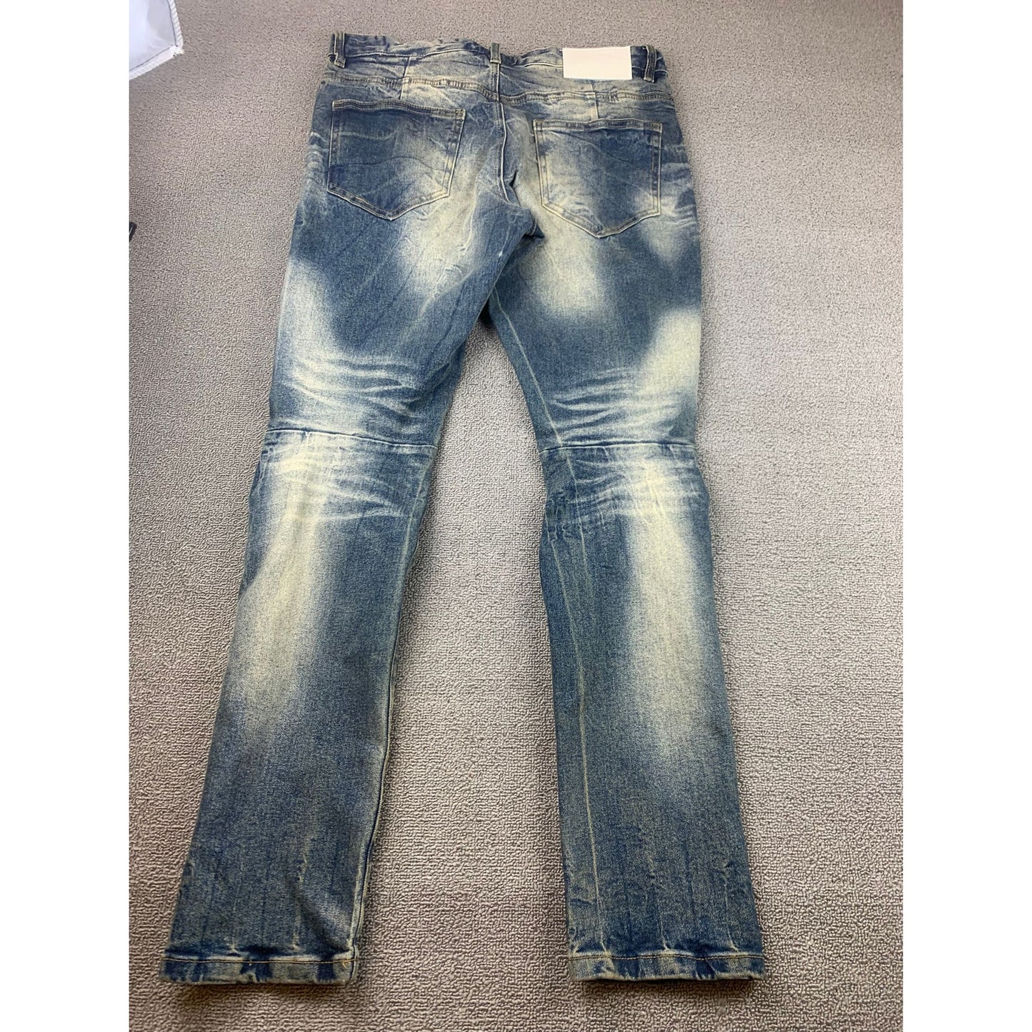 Woolf Men's 34x32 Slim-fit Jeans Blue With A Fashionable Cut-Up Design