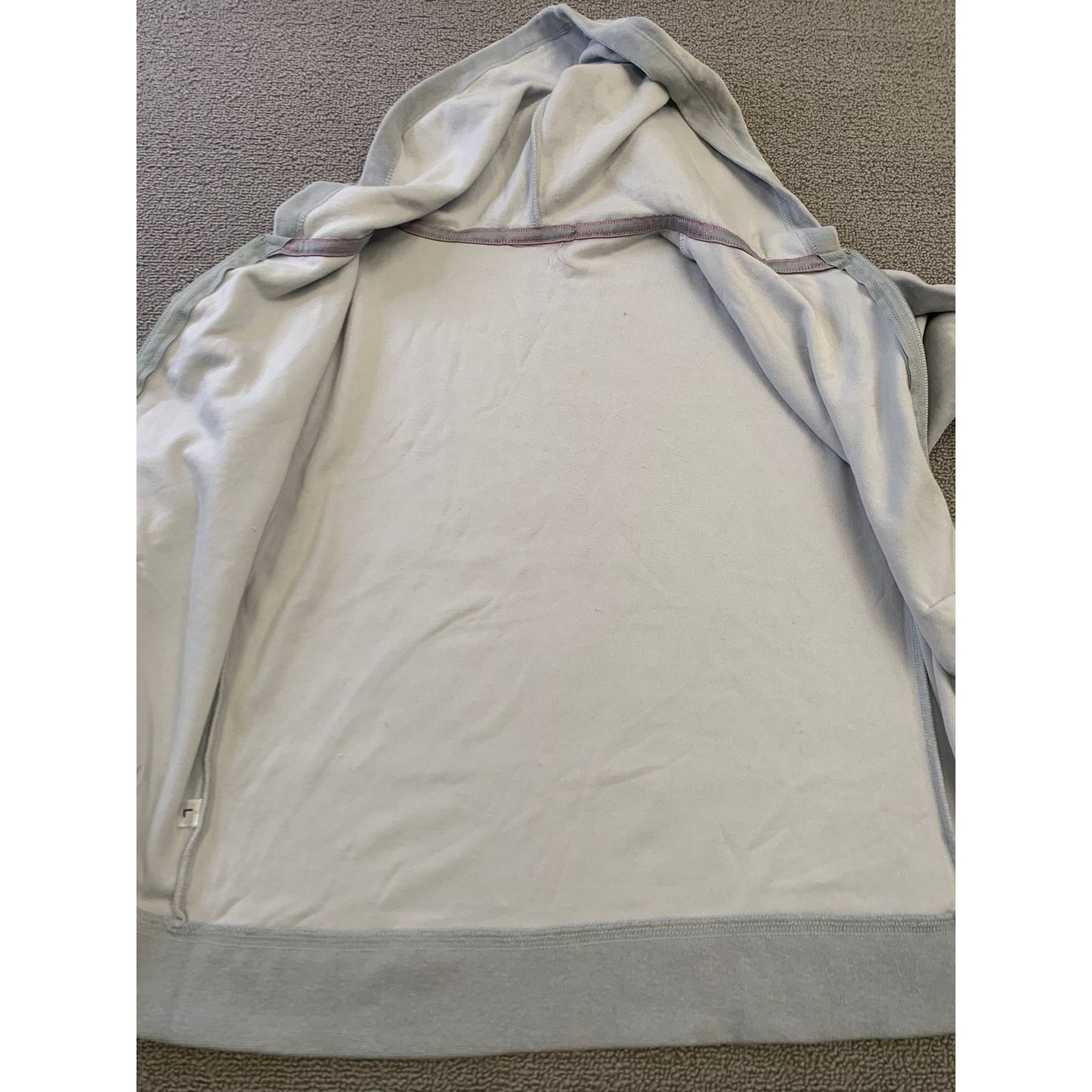 VERONA L Women's Gray Full Zip Velour Hooded Sweatshirt Soft Y2K