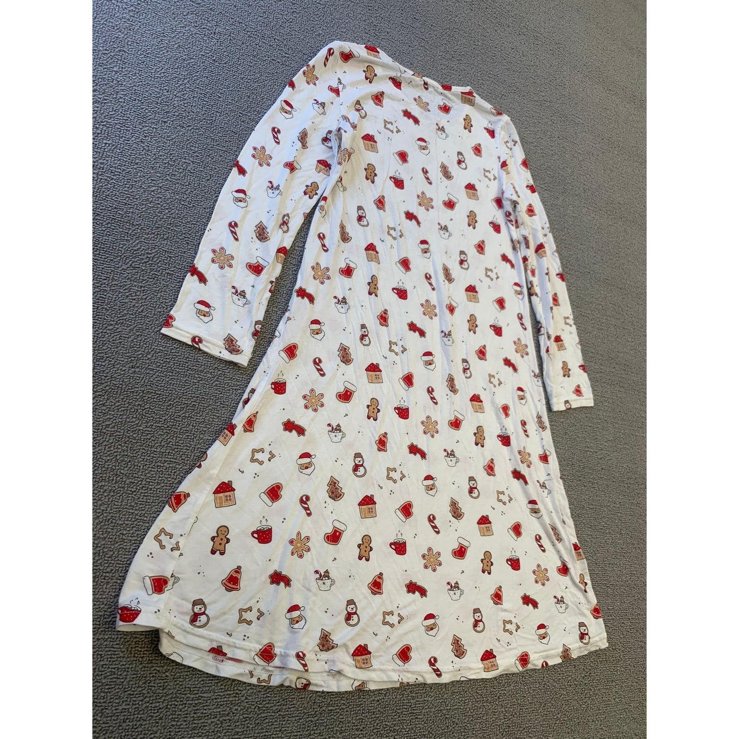 Bellabu Bear Girls 9/10Y White Christmas Gingerbread Nightgown Pajama Dress