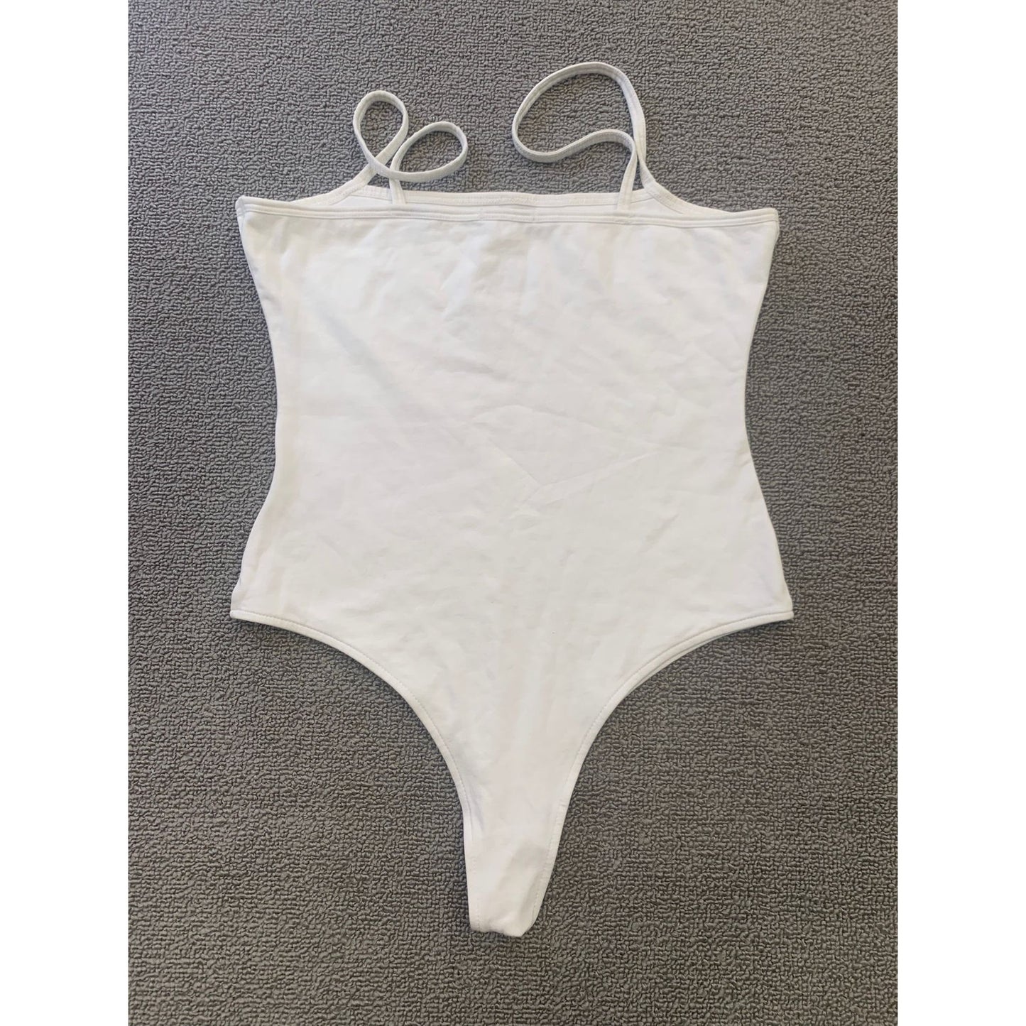 ATM Women Small Petite White Spaghetti Strap Bodysuit