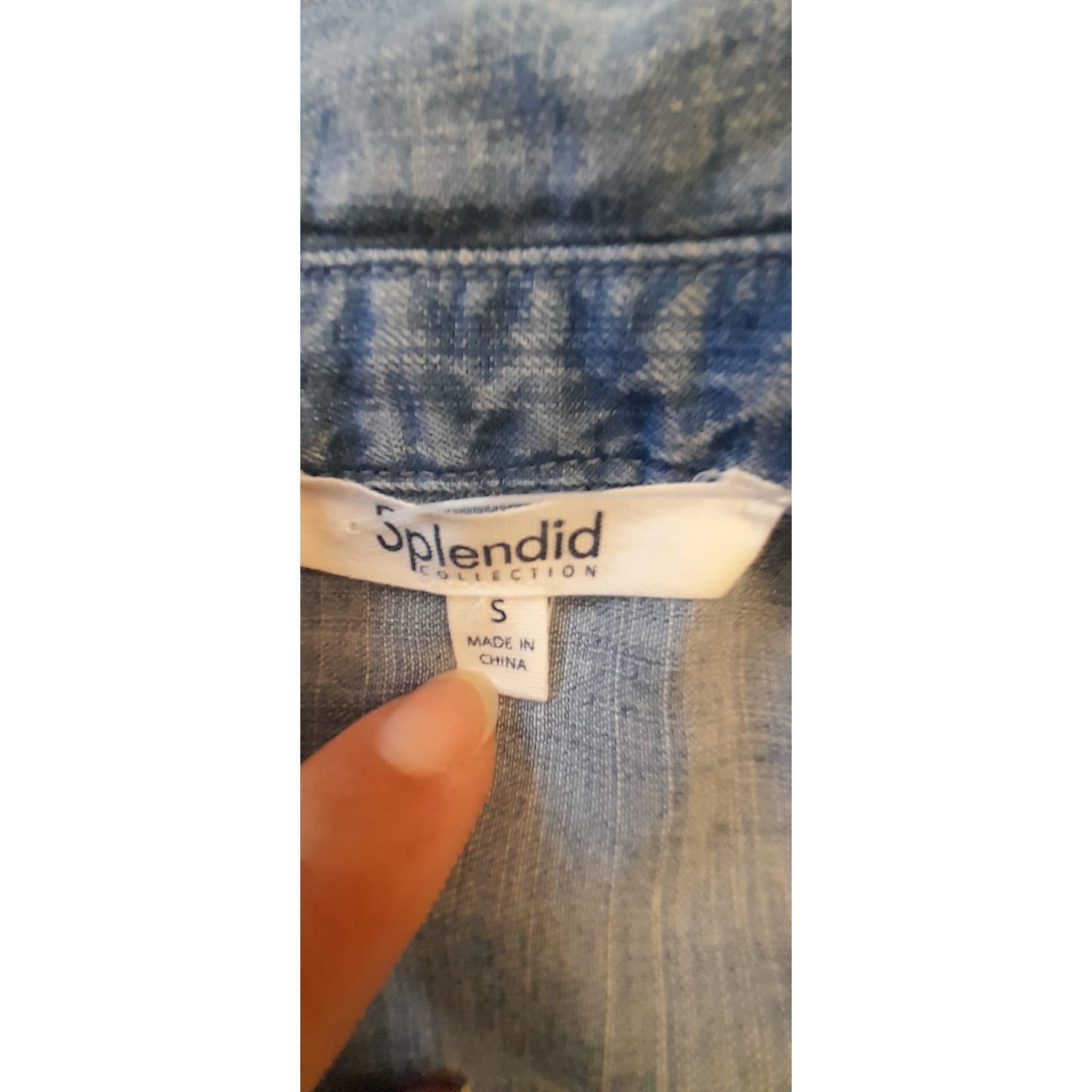 Splendid Collection Womens Small Denim Long Sleeve Polo Shirt