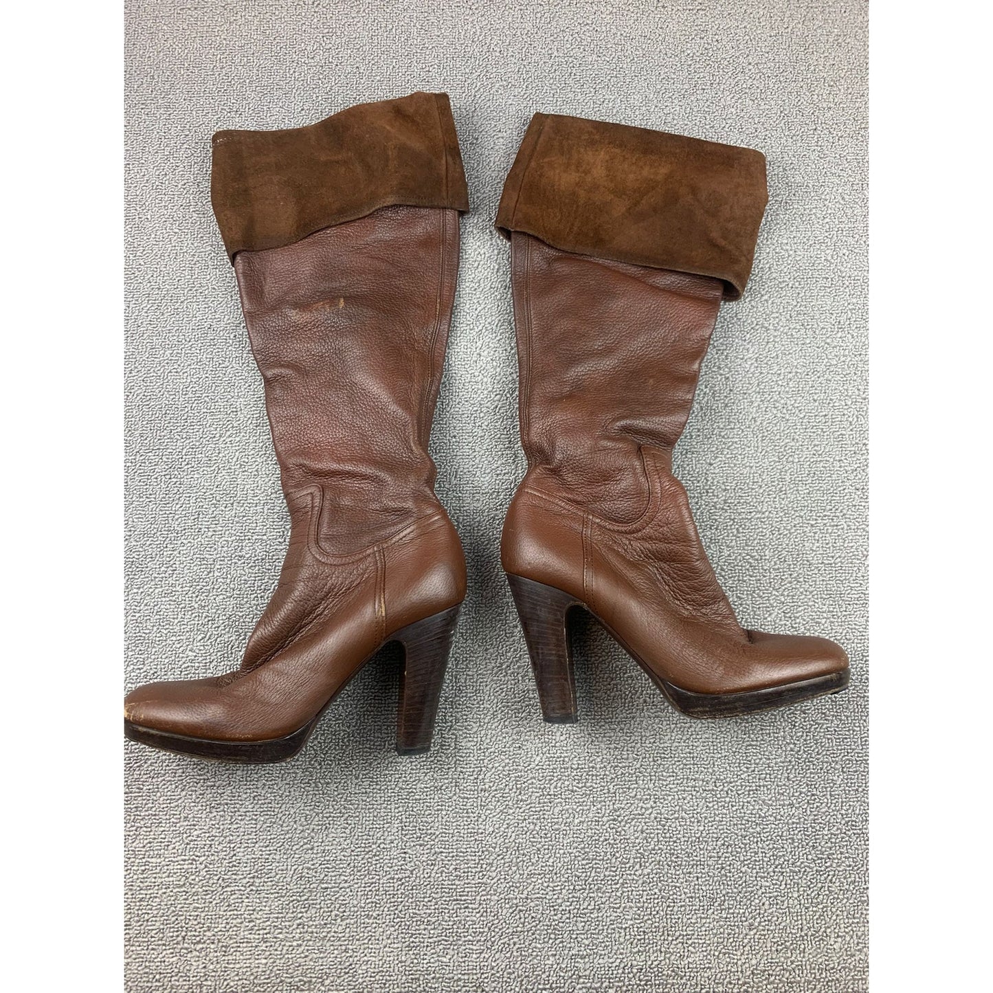 Miu Miu Women's 37.5 Brown Leather Knee High Boots