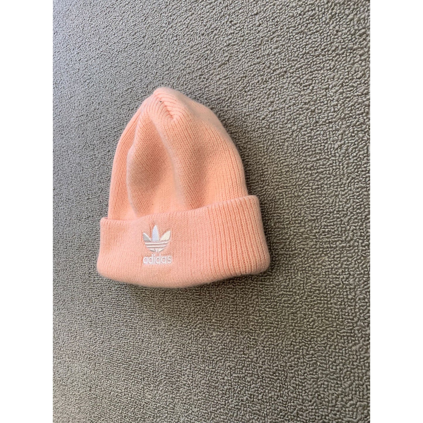 Adidas Women Pink Embroidered Adidas Logo Embroidered Knit Beanie One Size
