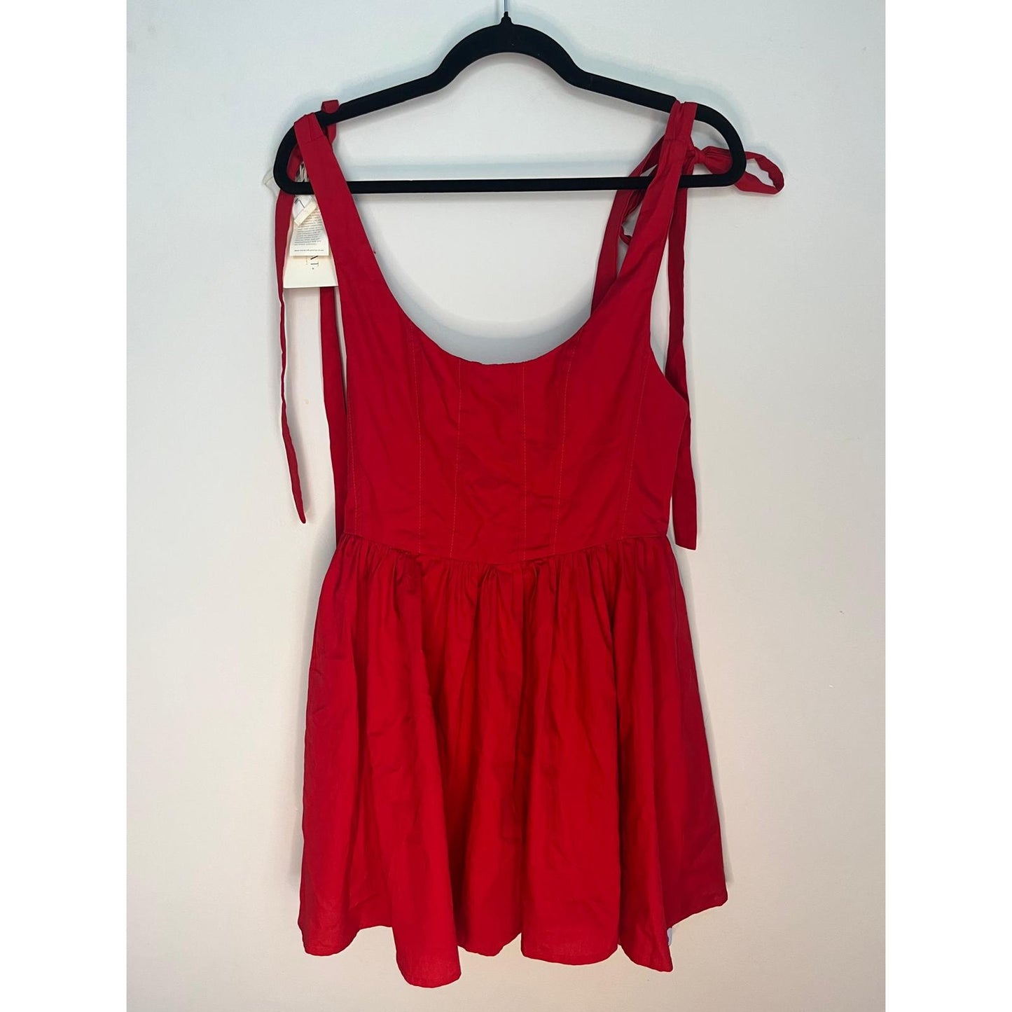 The Great Red Mini Dress Women 2 Tie Strap Cotton Fit And Flare NWT