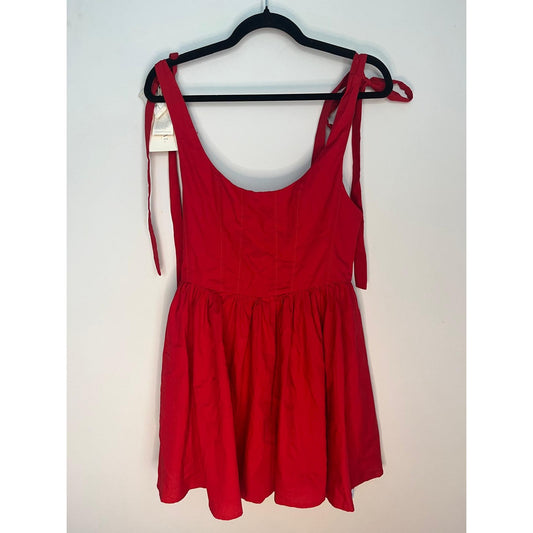 The Great Red Mini Dress Women 2 Tie Strap Cotton Fit And Flare NWT