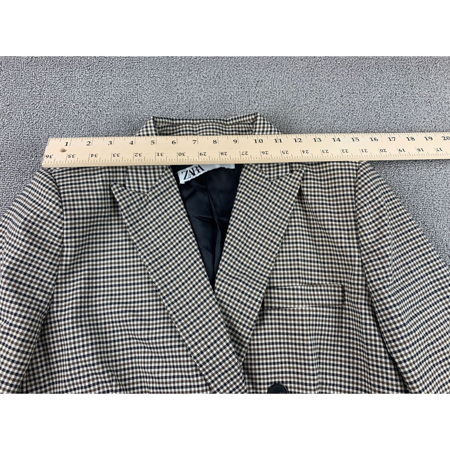 Zara Women's Large Plaid Doble Breasted Blazer Fall Winter