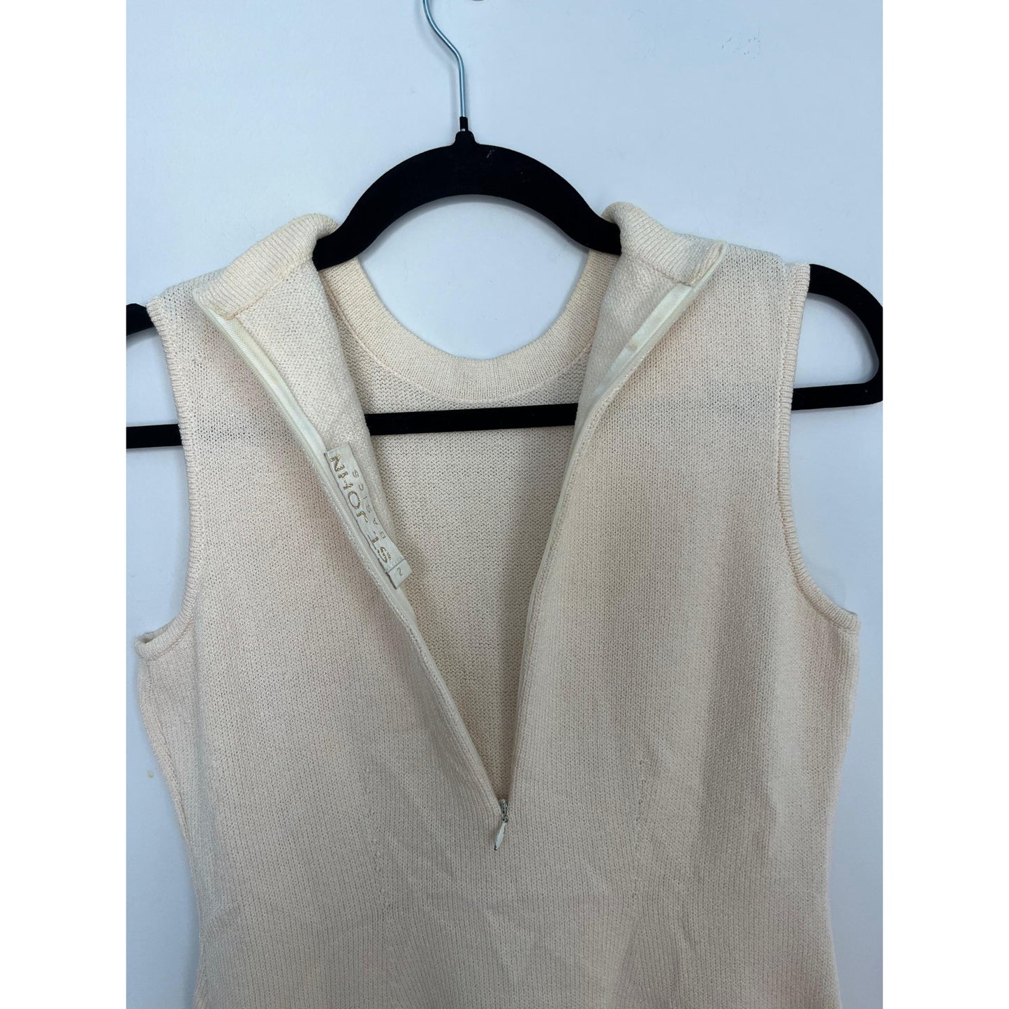 St John Basics Sleeveless Knit Dress Women 2 Beige Minimalist Mod Sheath