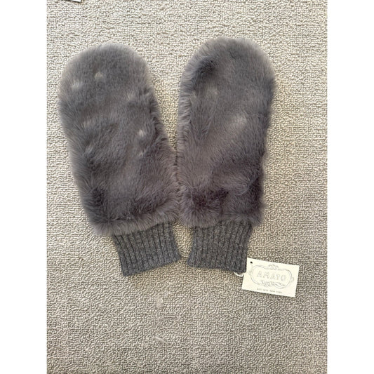 Carolina Amato Women's One Size Gray Wool Cashmere Blend Mittens NWT