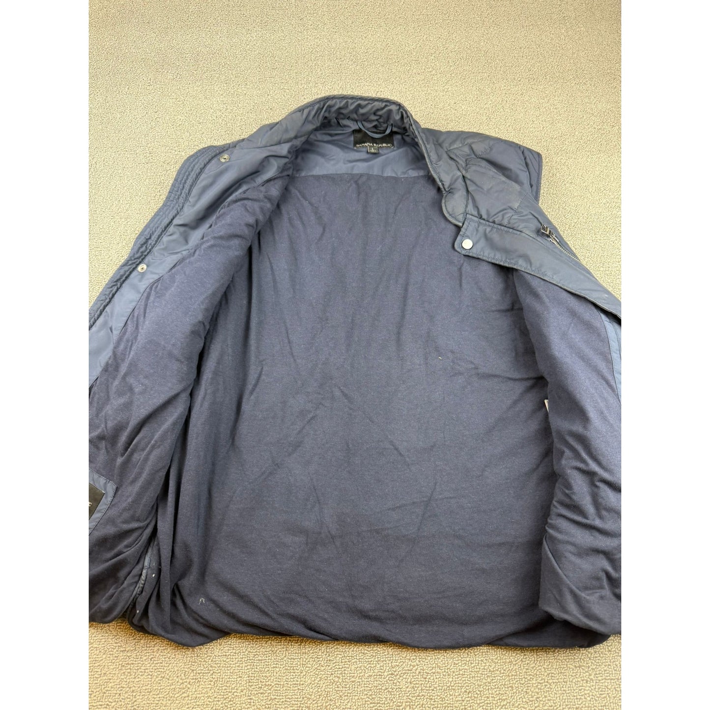 Banana Republic Men Large Navy Blue Insulated Quilted Puffer Vest Jacket